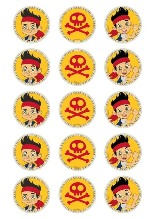 Jack Neverland Pirates Edible Cupcake Topper 4cm Round Uncut Images Decoration