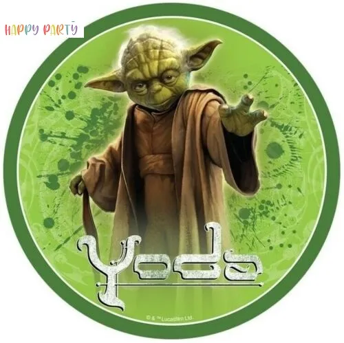 Yoda Edible Birthday Cake Topper Decoration Round Image