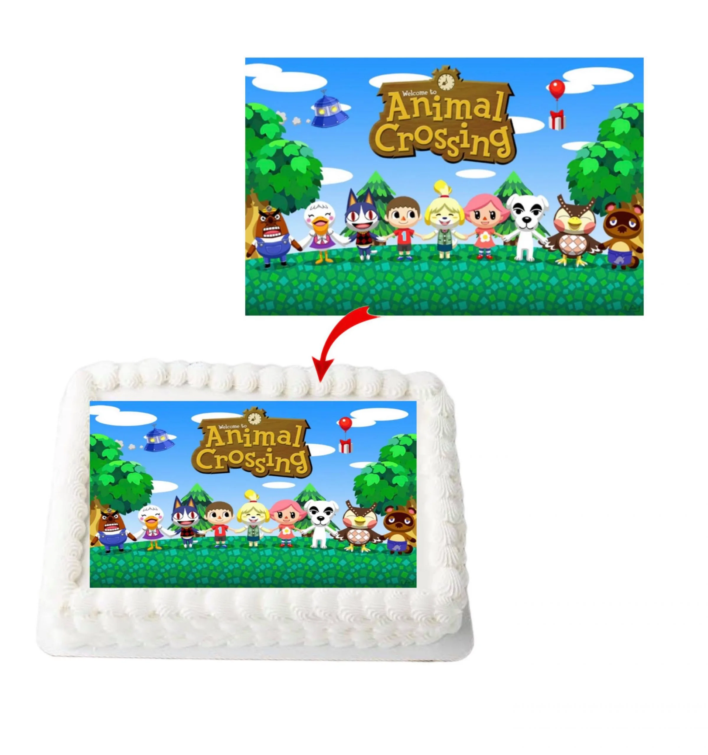 Animal Crossing A4 Rectangle Birthday Cake Topper Decoration Images
