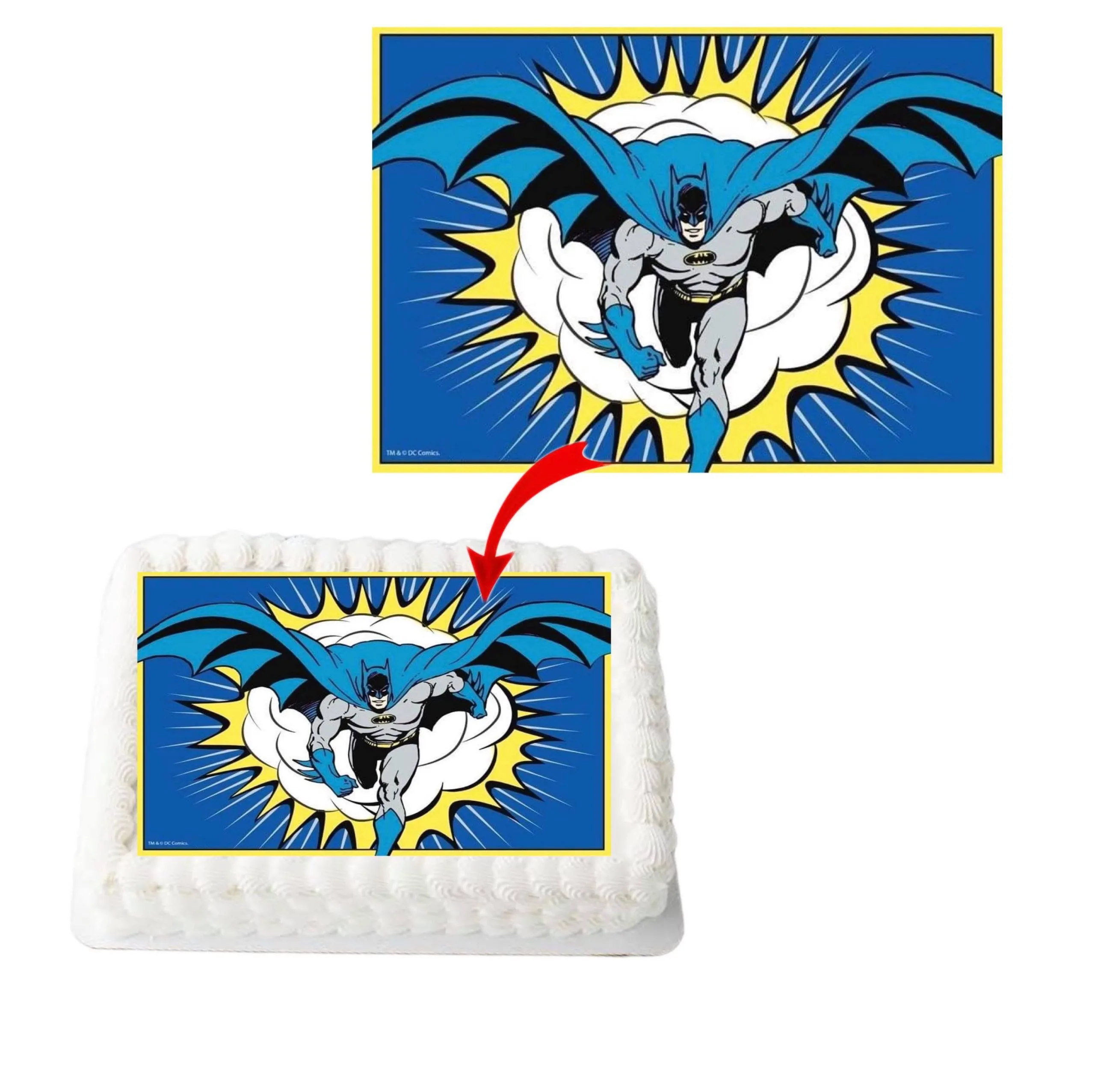 Batman A4 Rectangle Birthday Cake Topper Decoration Images