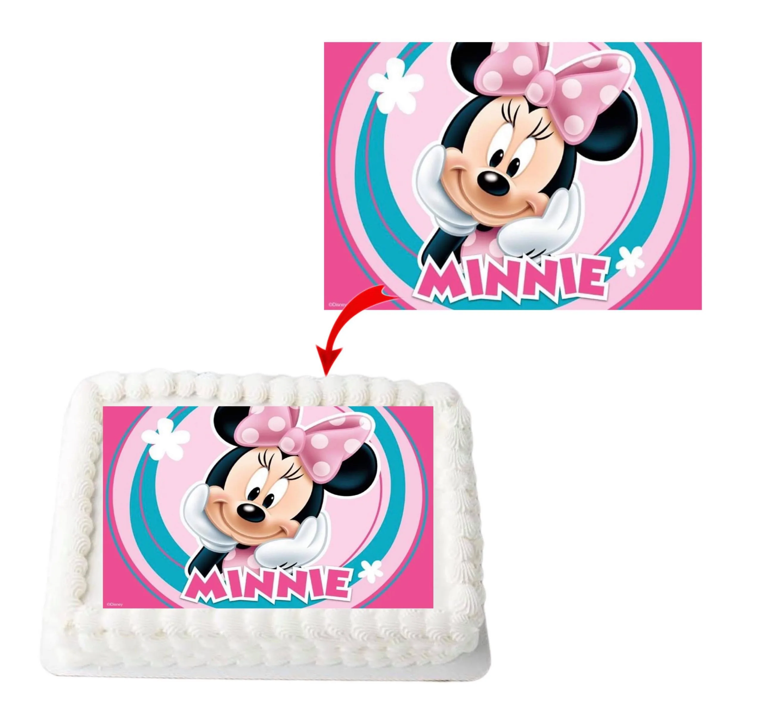 Minnie Mouse A4 Rectangle Birthday Cake Topper Decoration Images