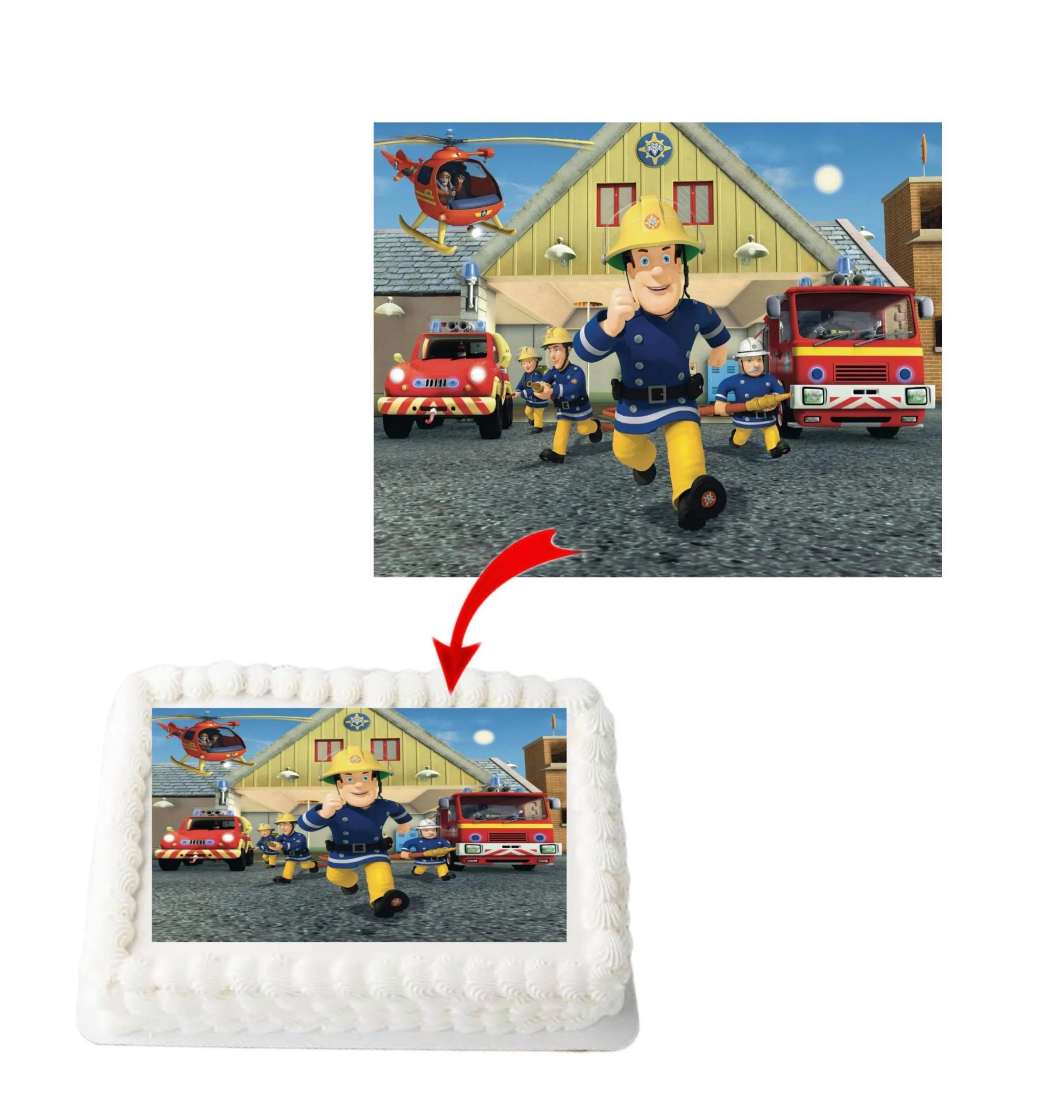 Fireman Sam A4 Rectangle Birthday Cake Topper Decoration Images