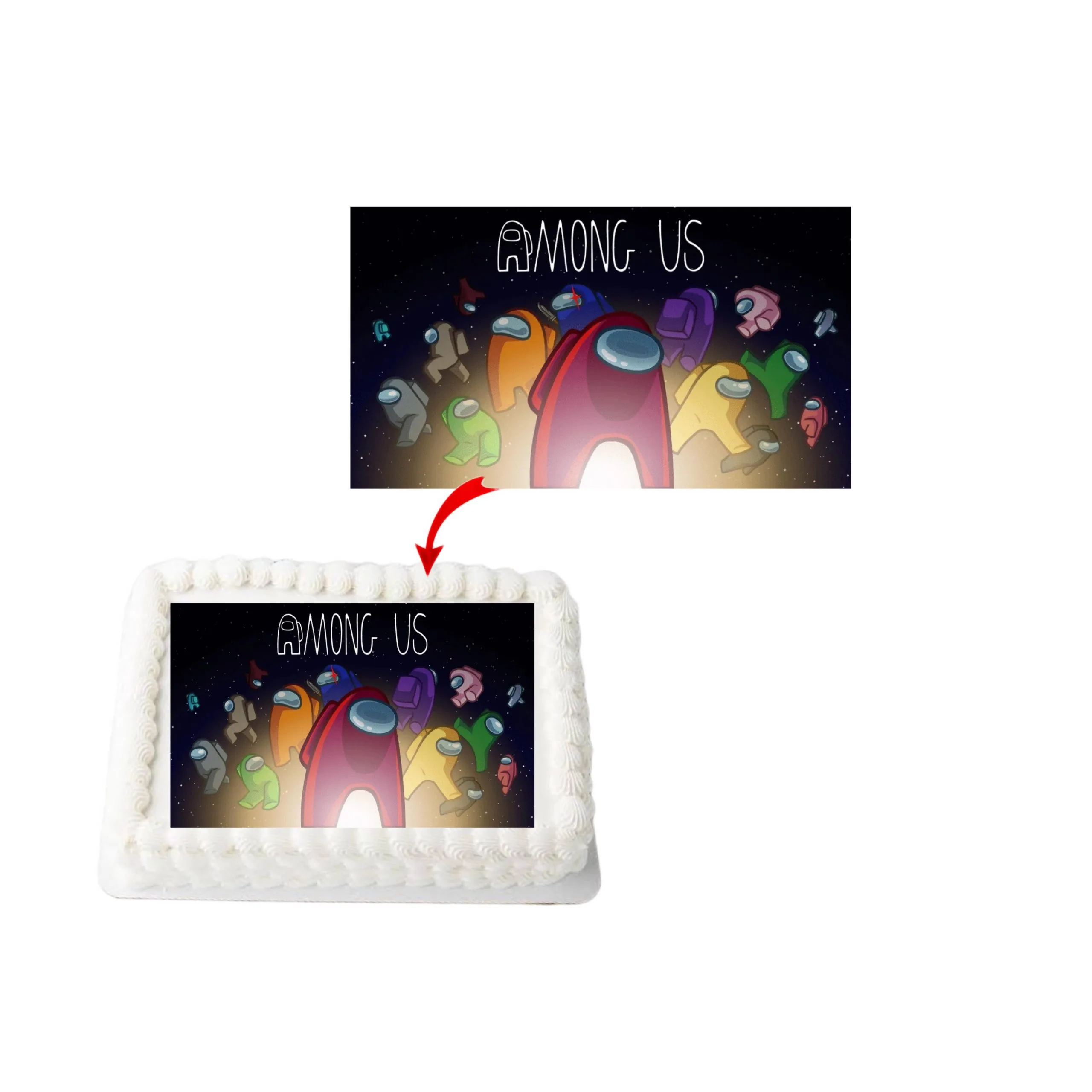 Among Us A4 Rectangle Birthday Cake Topper Decoration Images