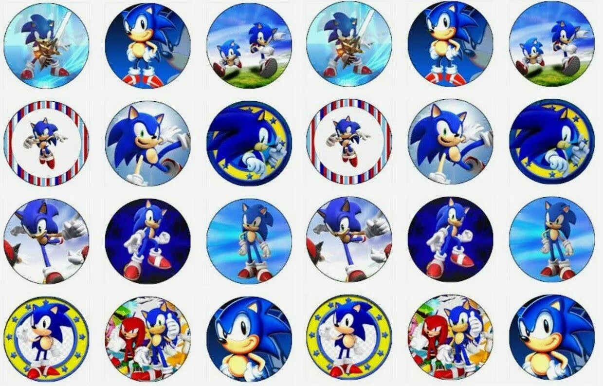 Sonic #2 Edible Cupcake Topper 4cm Round Uncut Images Decoration
