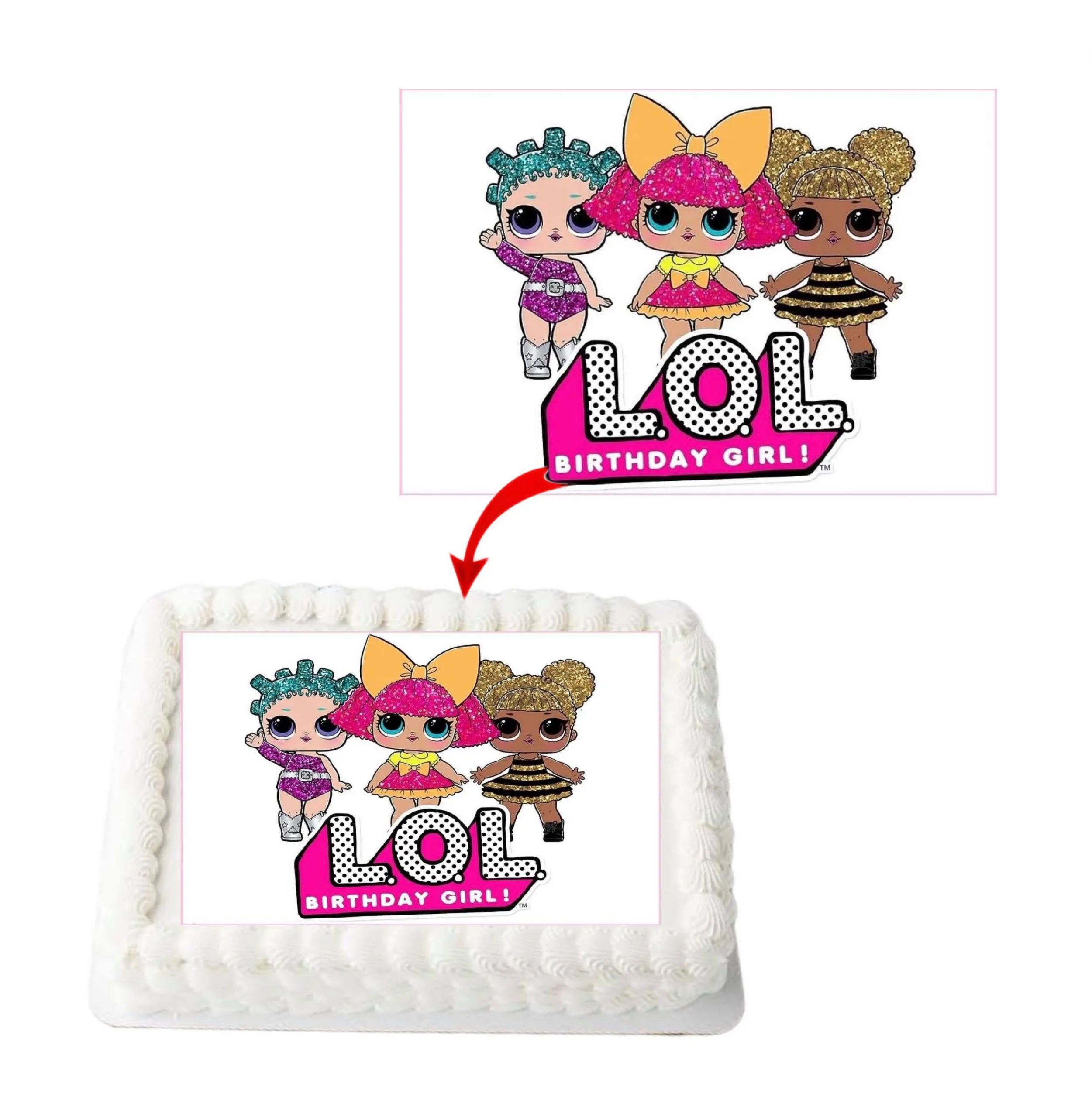 LOL  A4 Rectangle Birthday Cake Topper Decoration Images