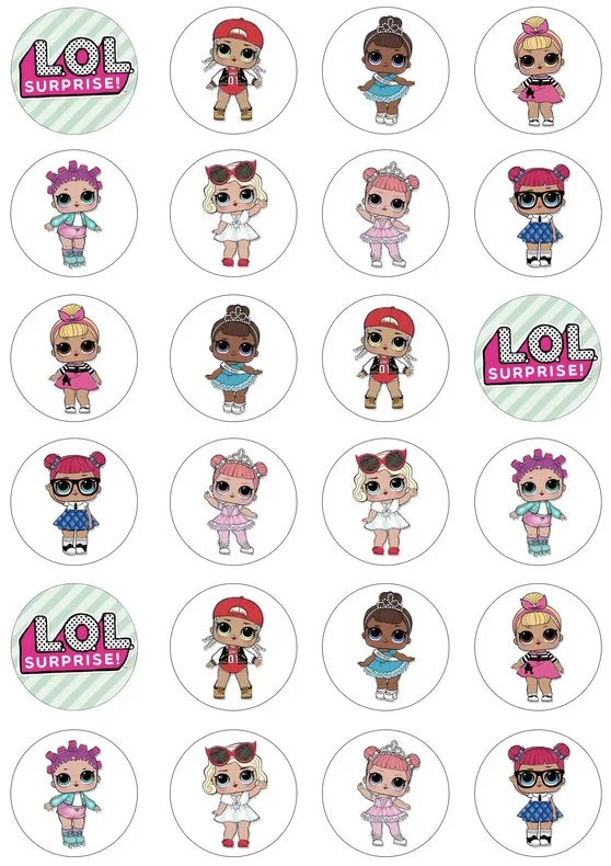LOL #2 Edible Cupcake Topper 4cm Round Uncut Images Decoration