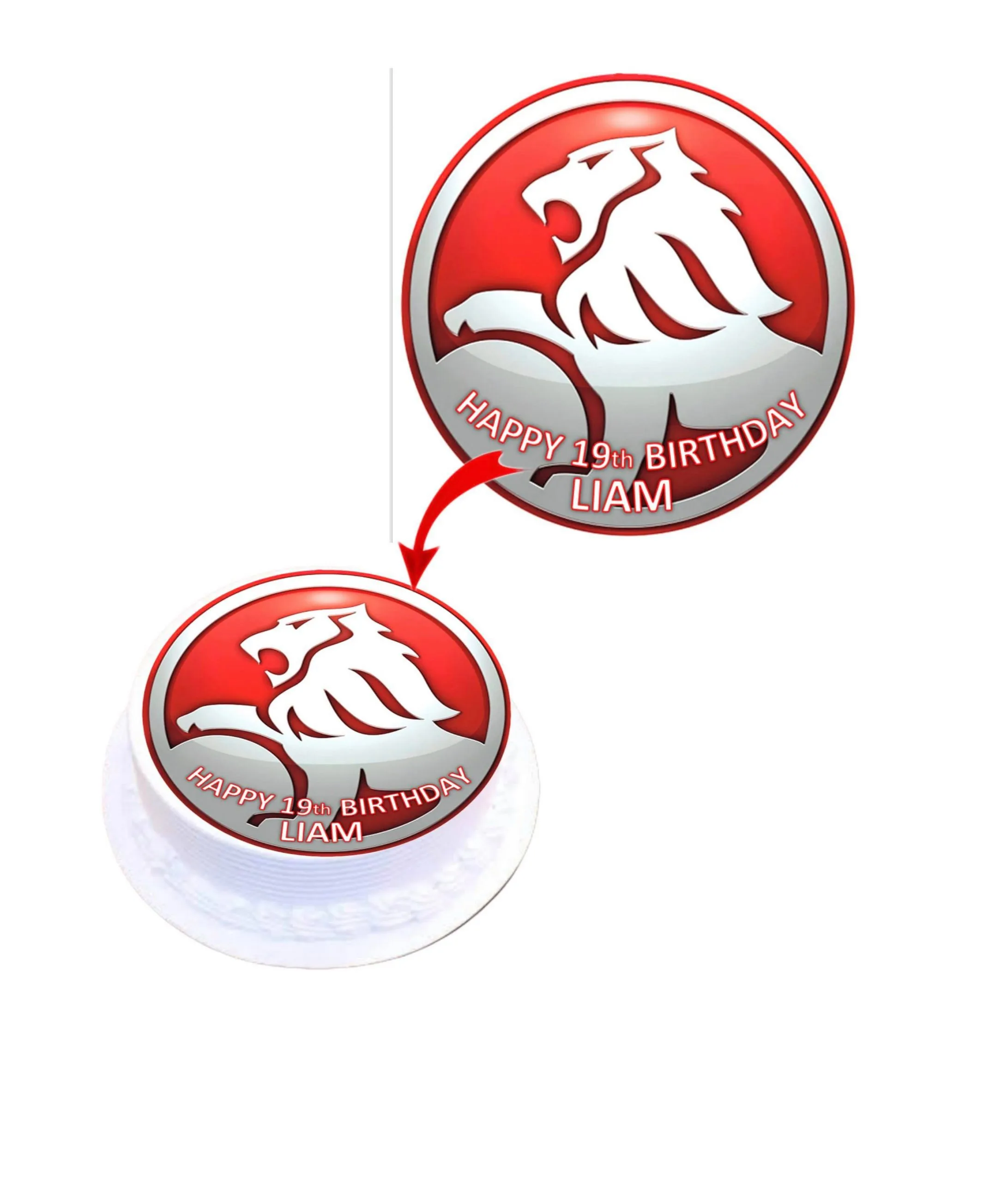 Holden Personalised Round Edible Cake Topper Decoration Images