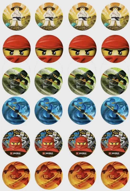 Ninja Go Edible Cupcake Topper 4cm Round Uncut Images Decoration