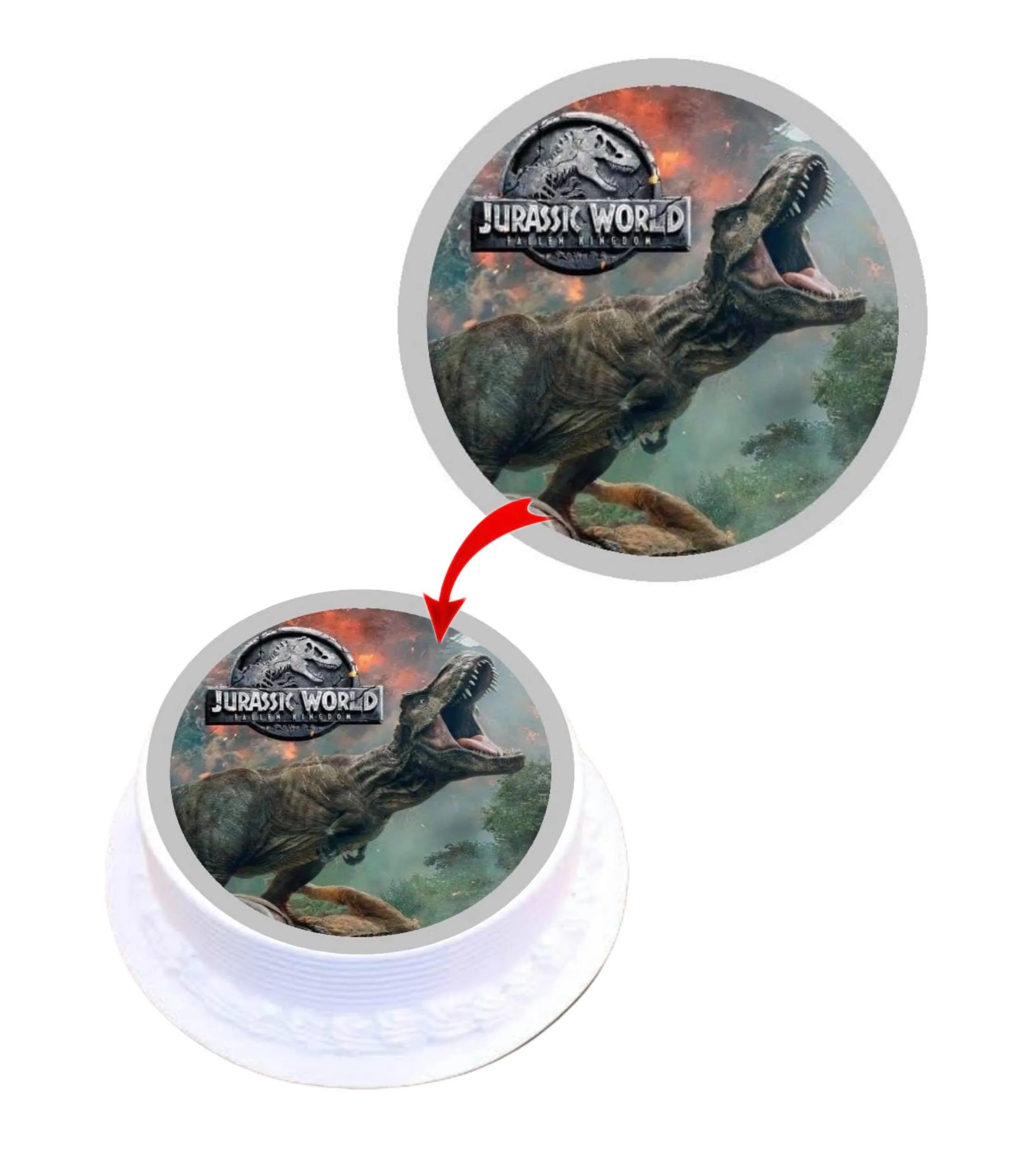 Jurassic T Rex dible Cake Topper Round Images Cake Decoration