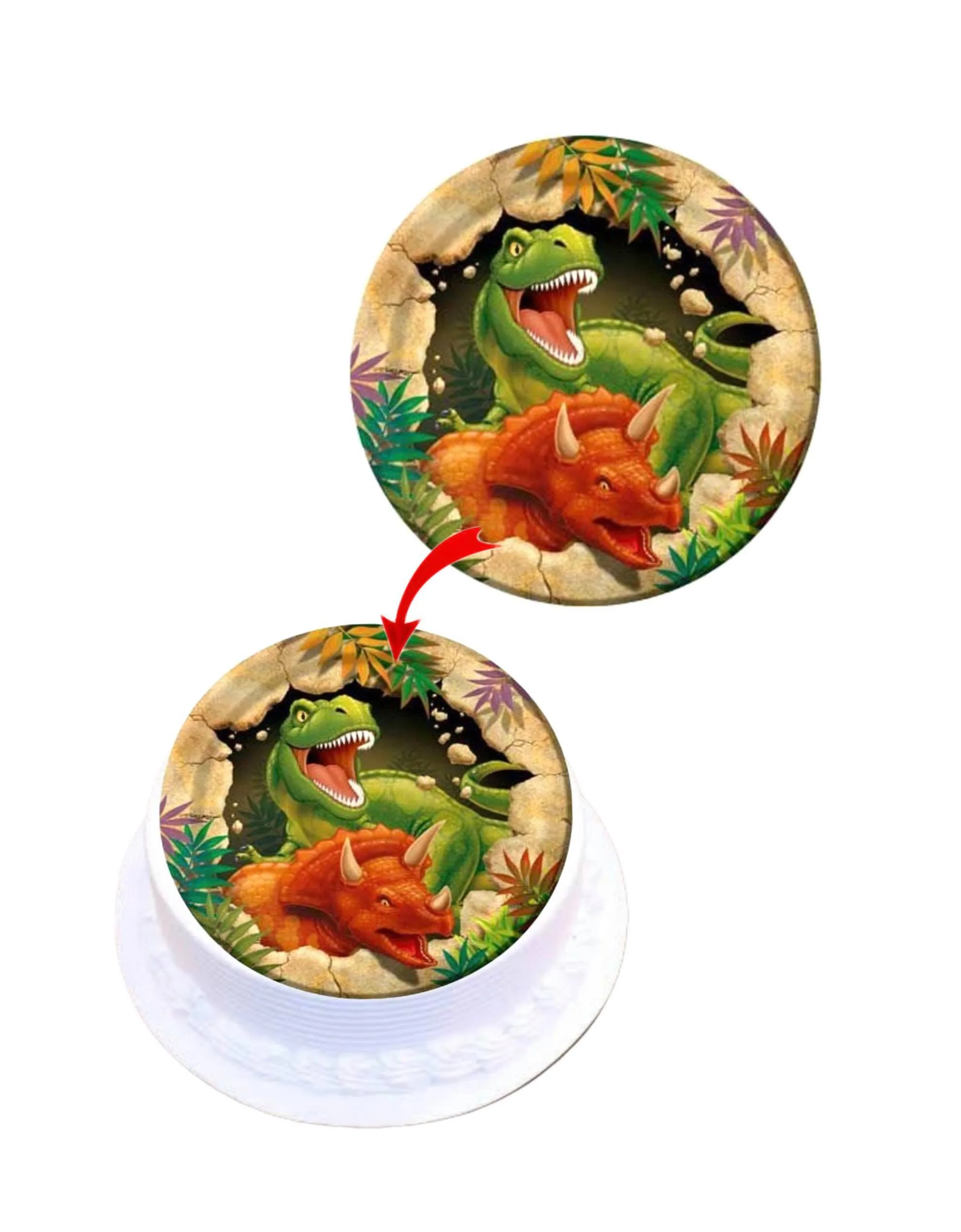 Dinosaur Edible Cake Topper Round Images Cake Decoration