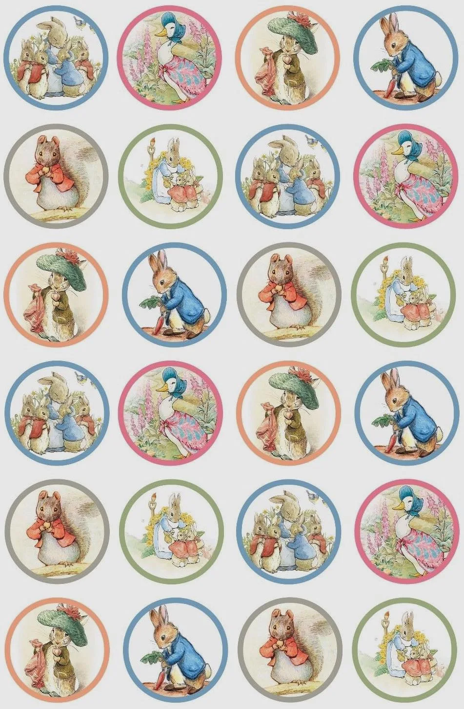 Peter Rabbit Edible Cupcake Topper 4cm Round Uncut Images Decoration