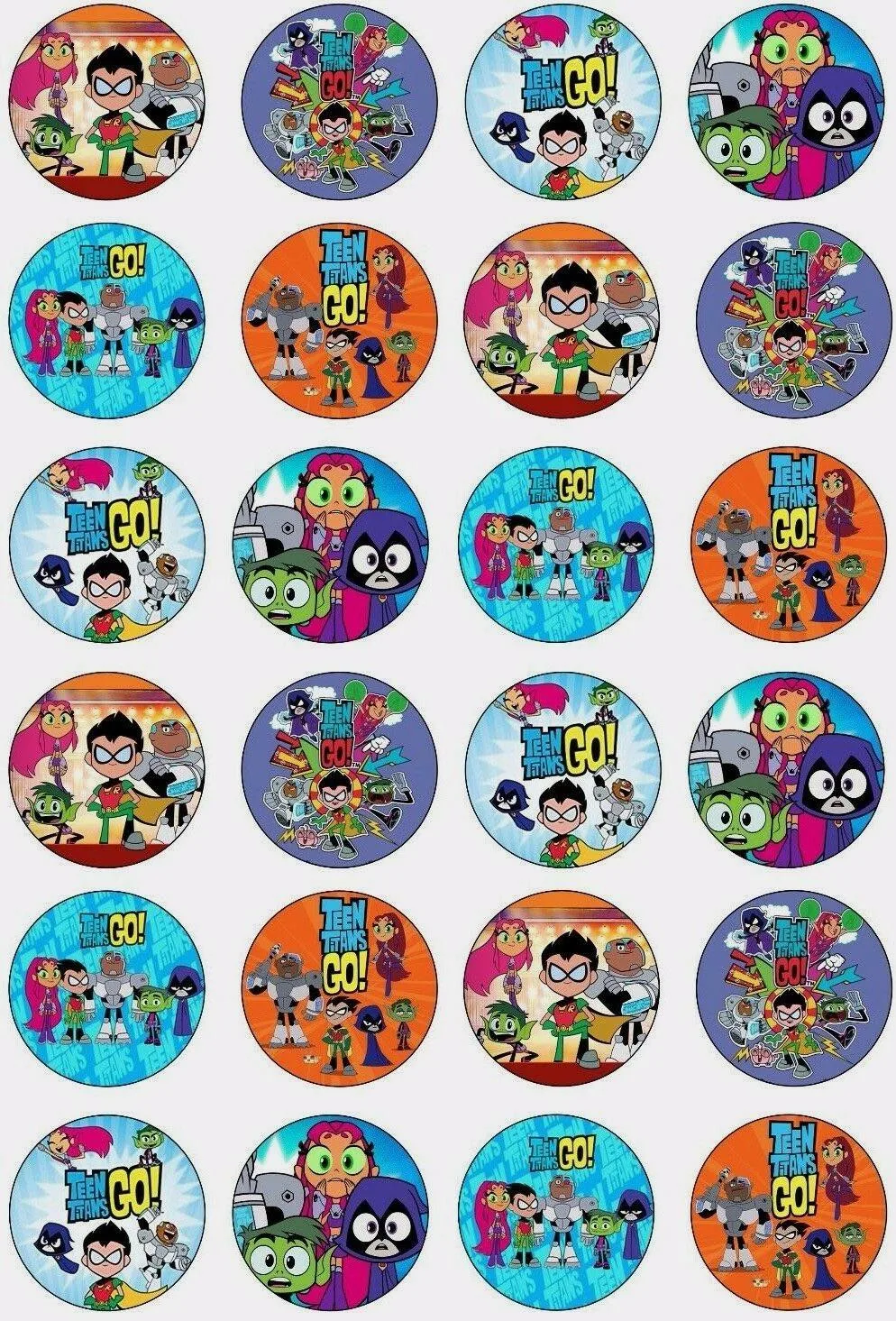 Teen Titan Edible Cupcake Topper 4cm Round Uncut Images Decoration