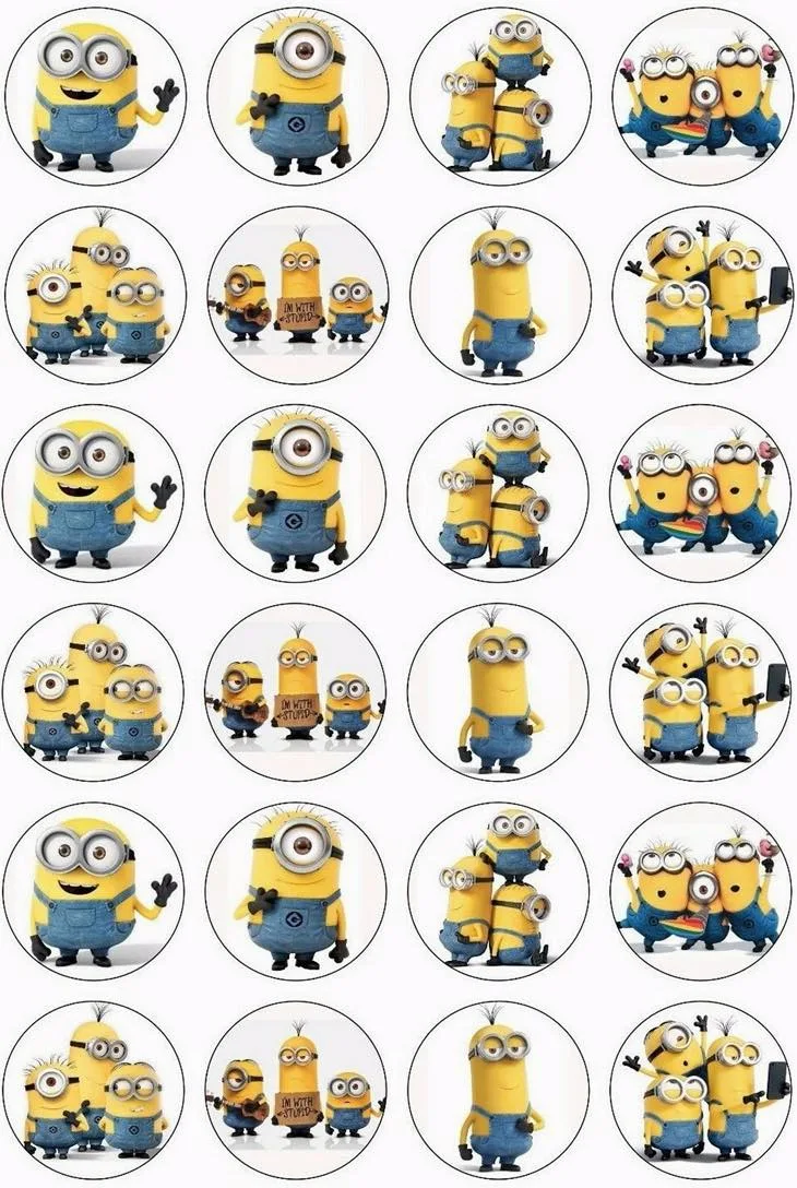 Minions #2 Edible Cupcake Topper 4cm Round Uncut Images Decoration