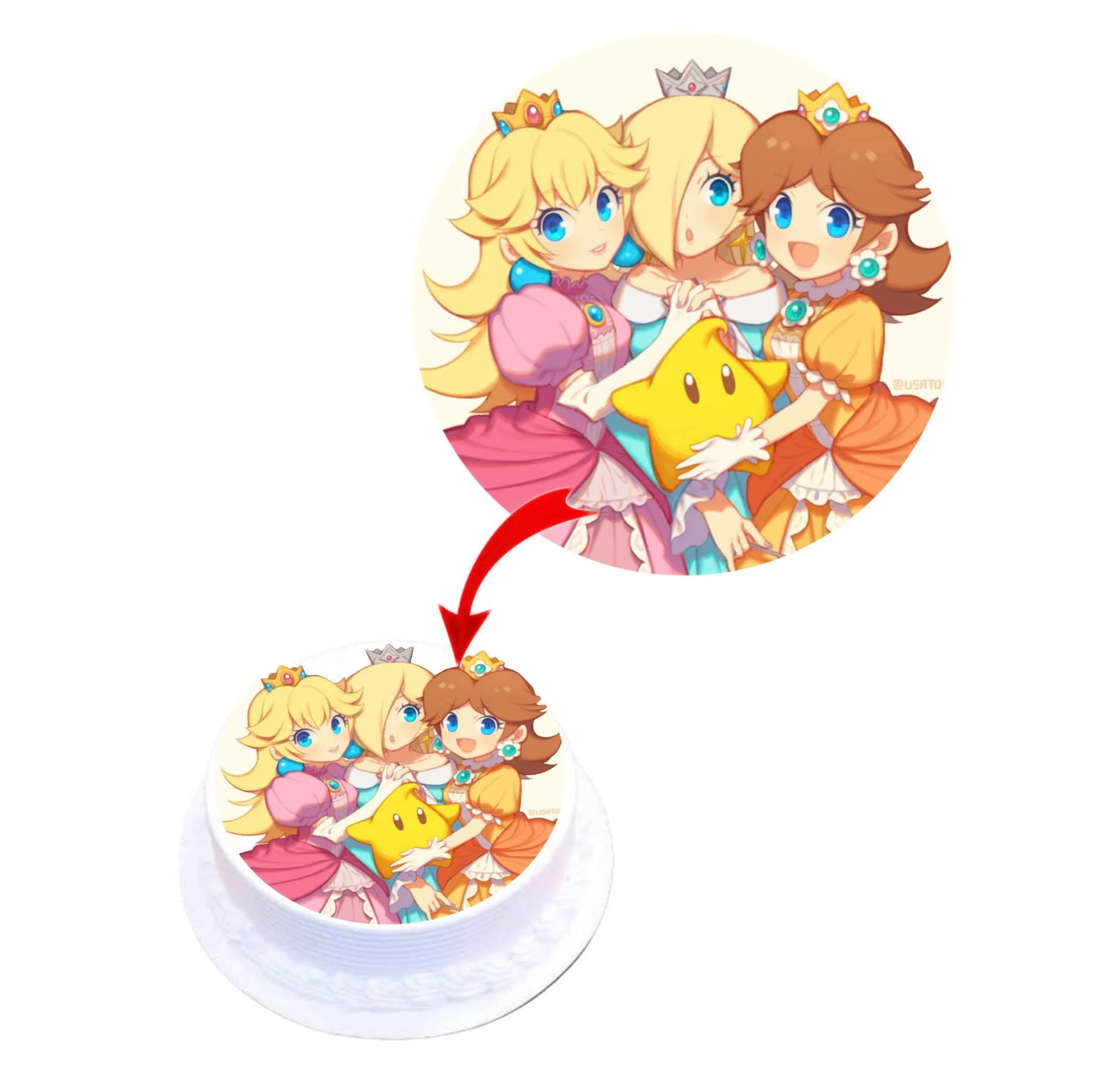 Princess Mario Edible Cake Topper Round Images Cake Decoration