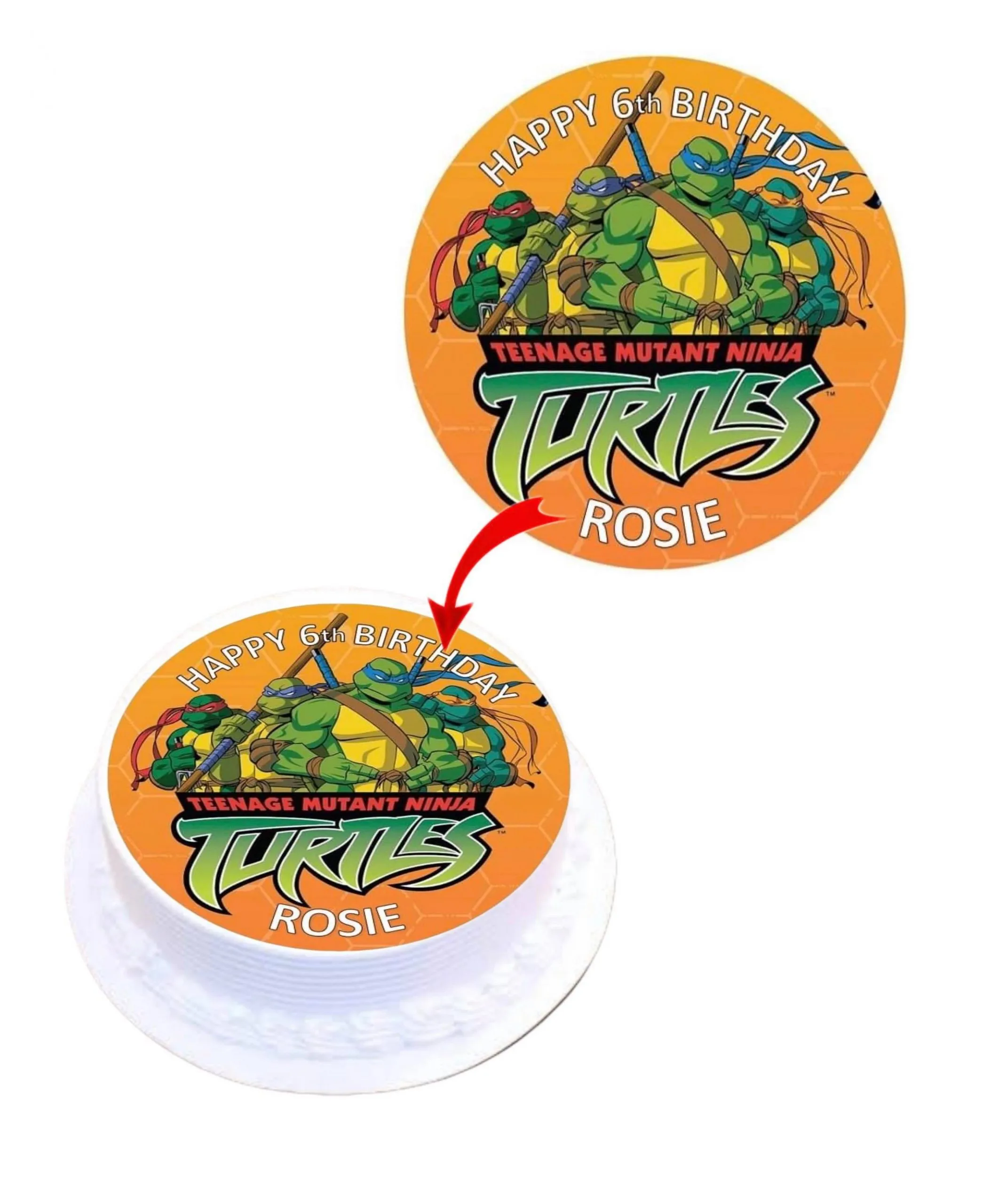 Ninja Turtle Personalised Round Edible Cake Topper Decoration Images