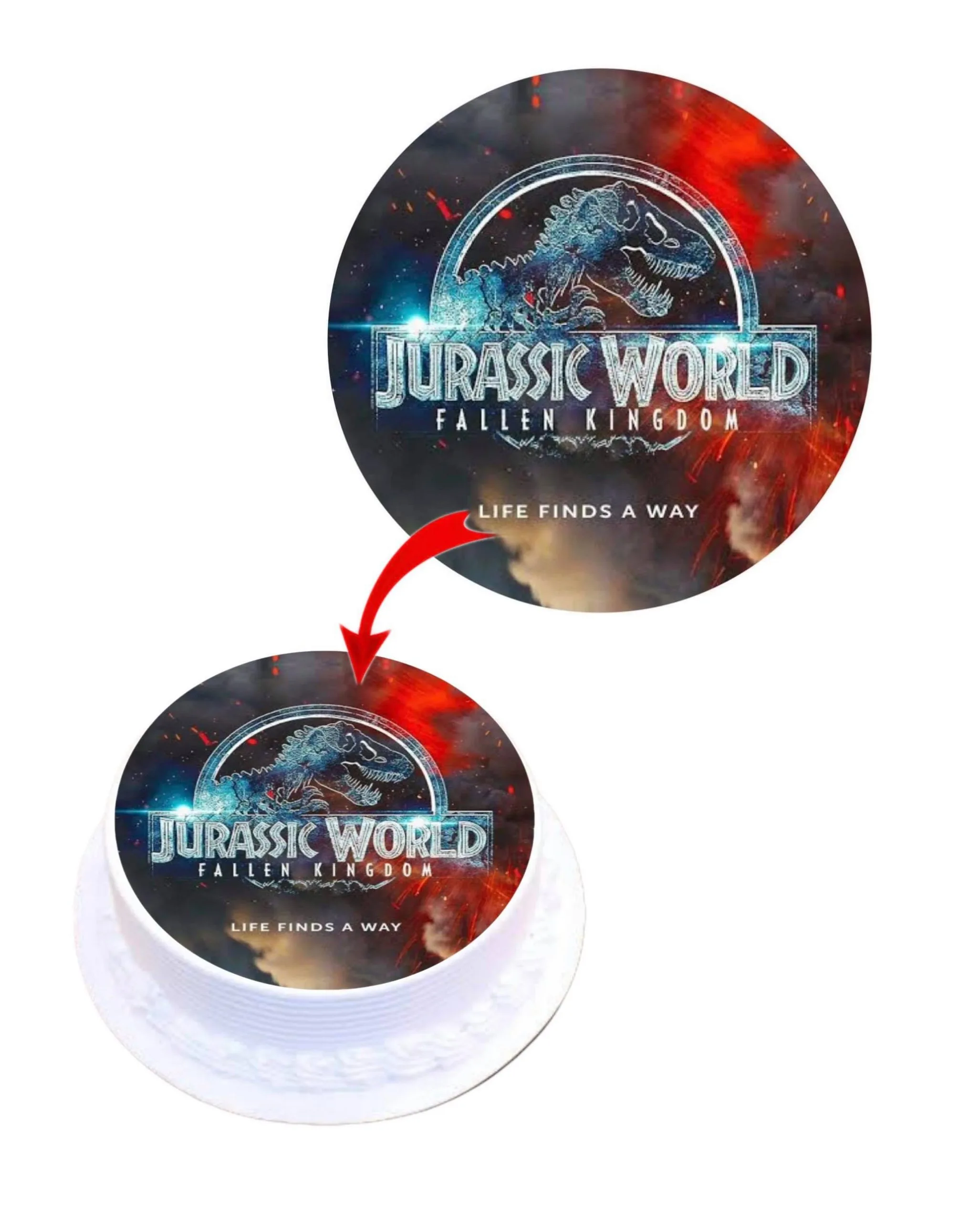 Jurassic World Fallen Kingdom Edible Cake Topper Round Images Cake Decoration