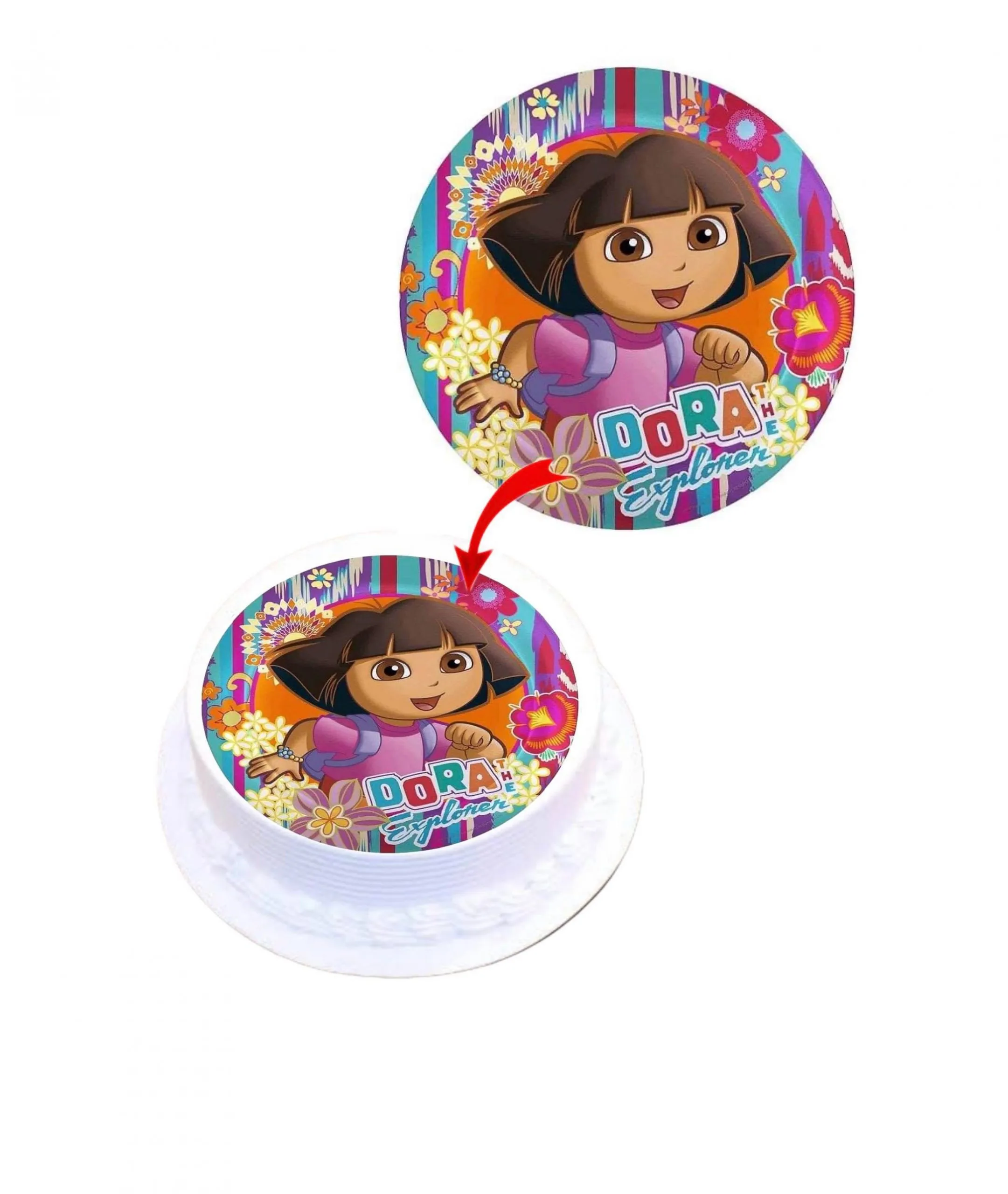 Dora Edible Cake Topper Round Images Cake Decoration