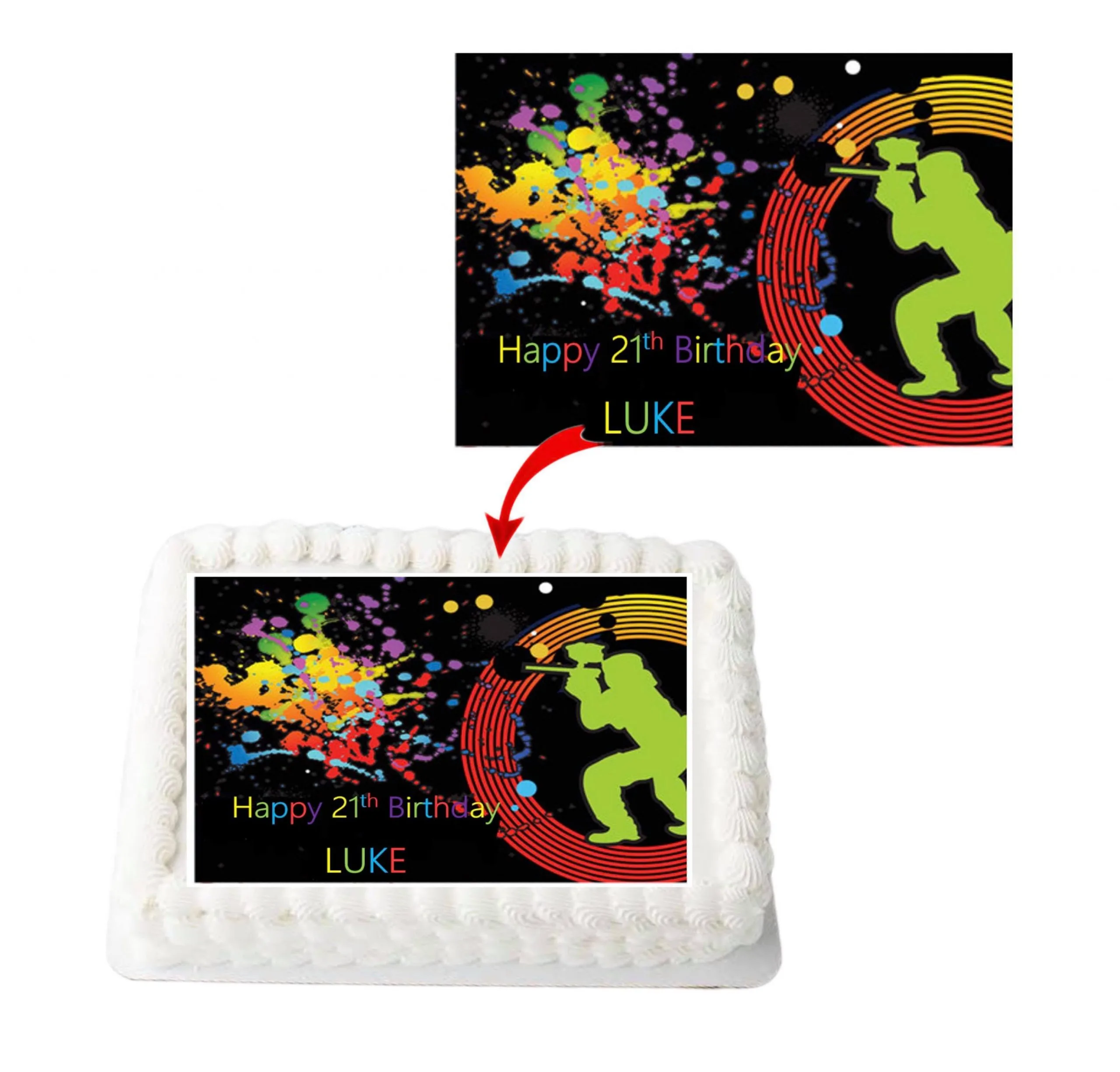 Paint Balls Game Personalized Edible A4 Rectangle Size Birthday Cake Topper Decoration Images