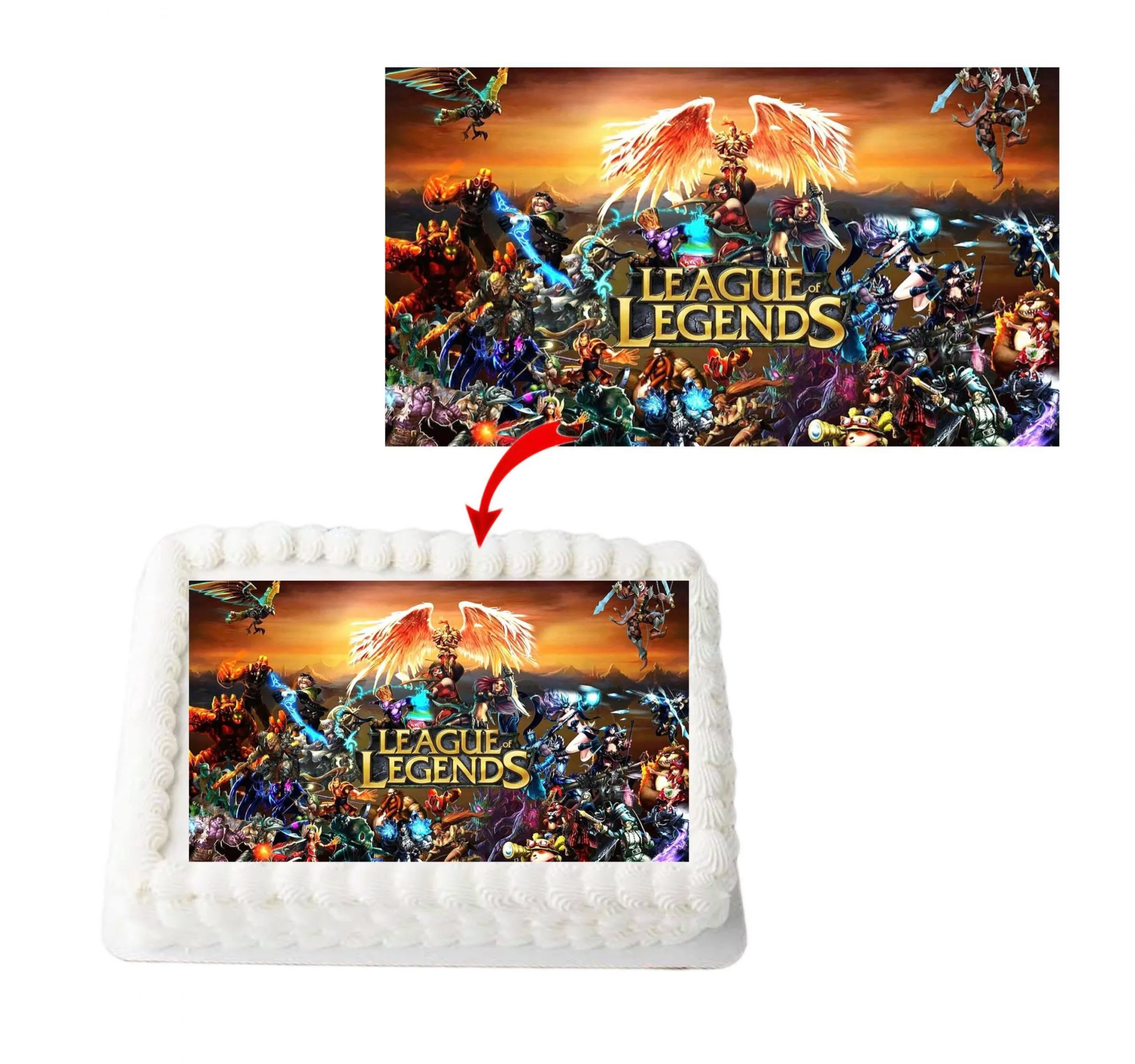 League of Legends A4 Rectangle Birthday Cake Topper Decoration Images