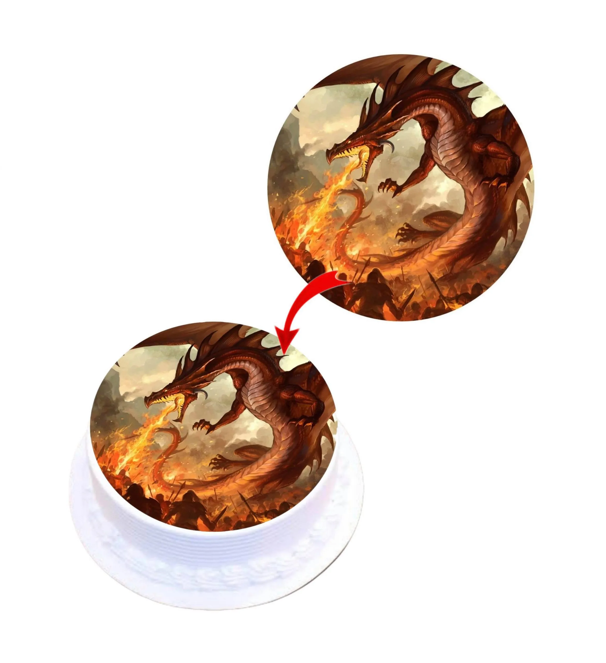 Dragon Edible Cake Topper Round Images Cake Decoration