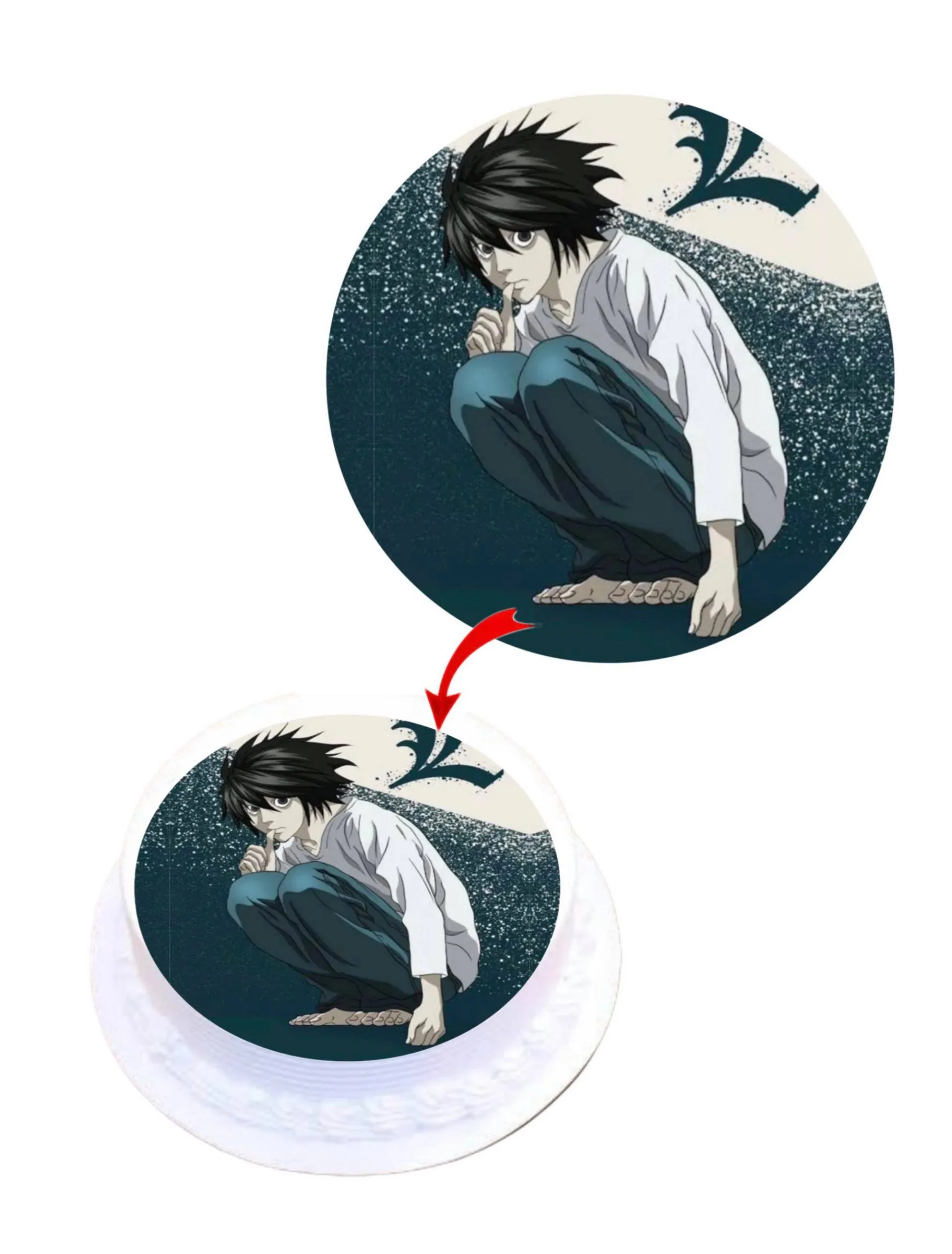 L Death Note Edible Cake Topper Round Images Cake Decoration