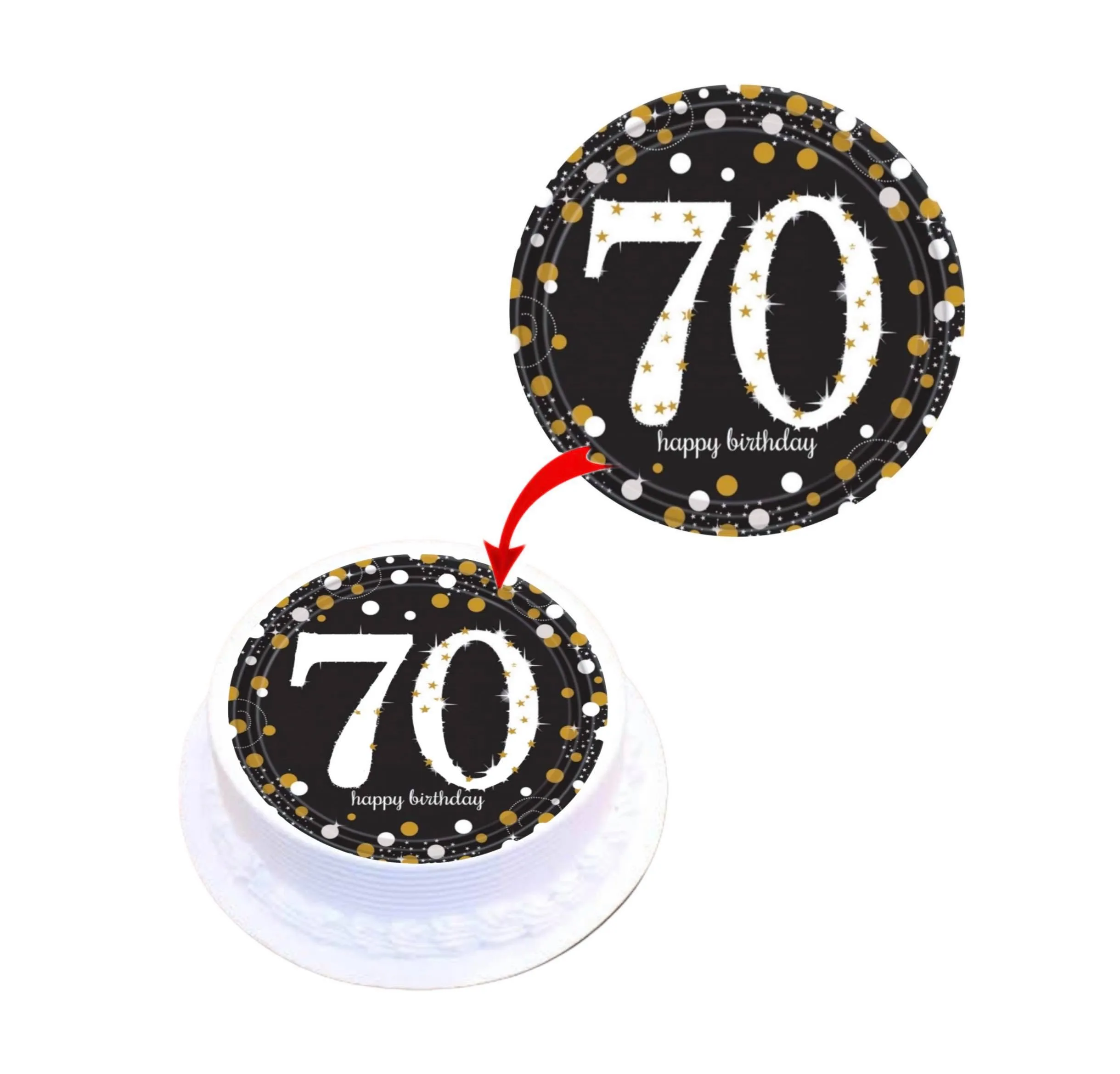 70th Birthday Edible Cake Topper Round Images Cake Decoration
