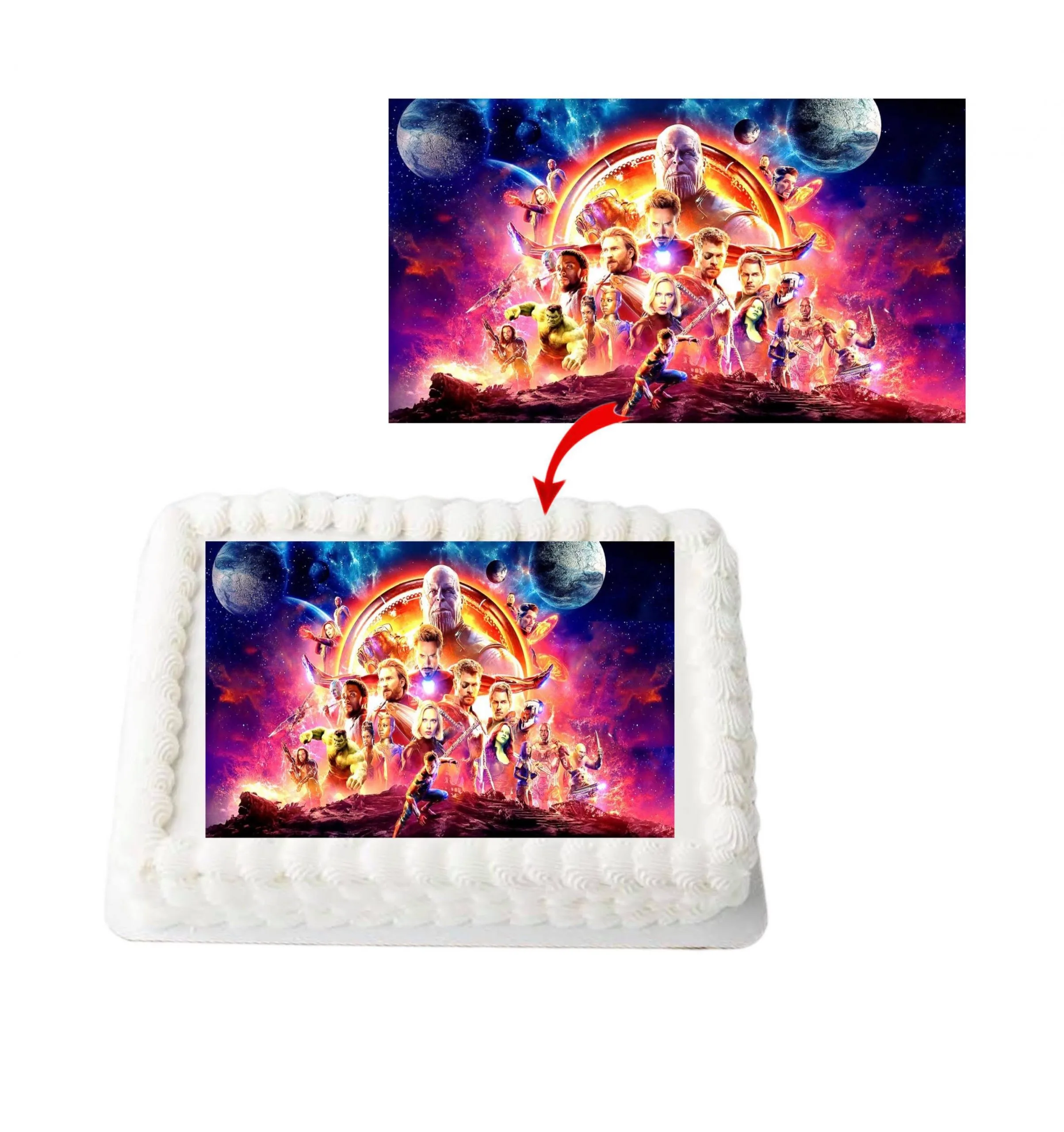 Avengers Infinity A4 Rectangle Birthday Cake Topper Decoration Images