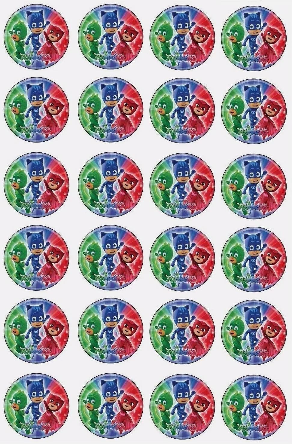 PJ Mask #2 Edible Cupcake Topper 4cm Round Uncut Images Decoration