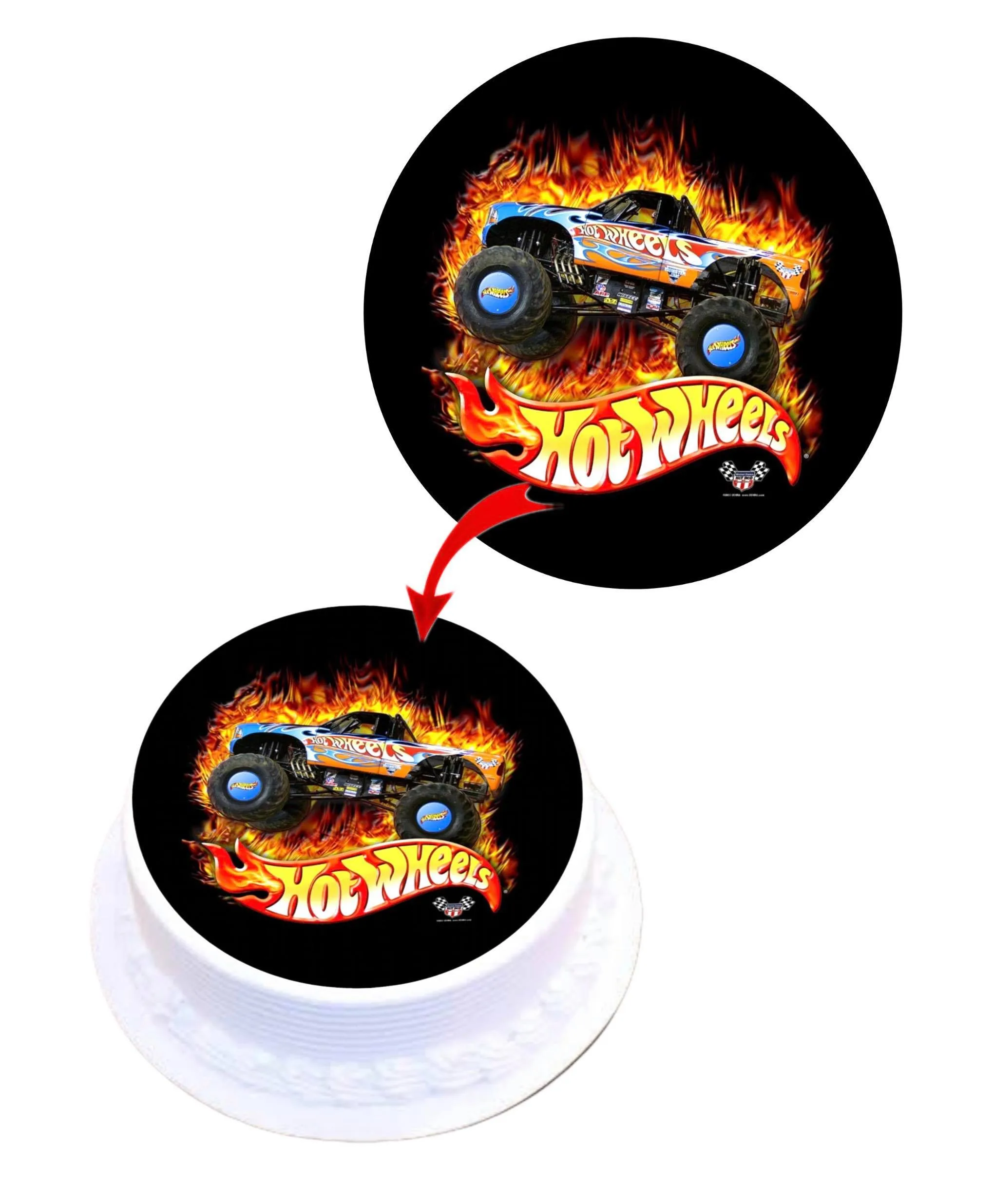 Hot Wheels Edible Cake Topper Round Images Cake Decoration