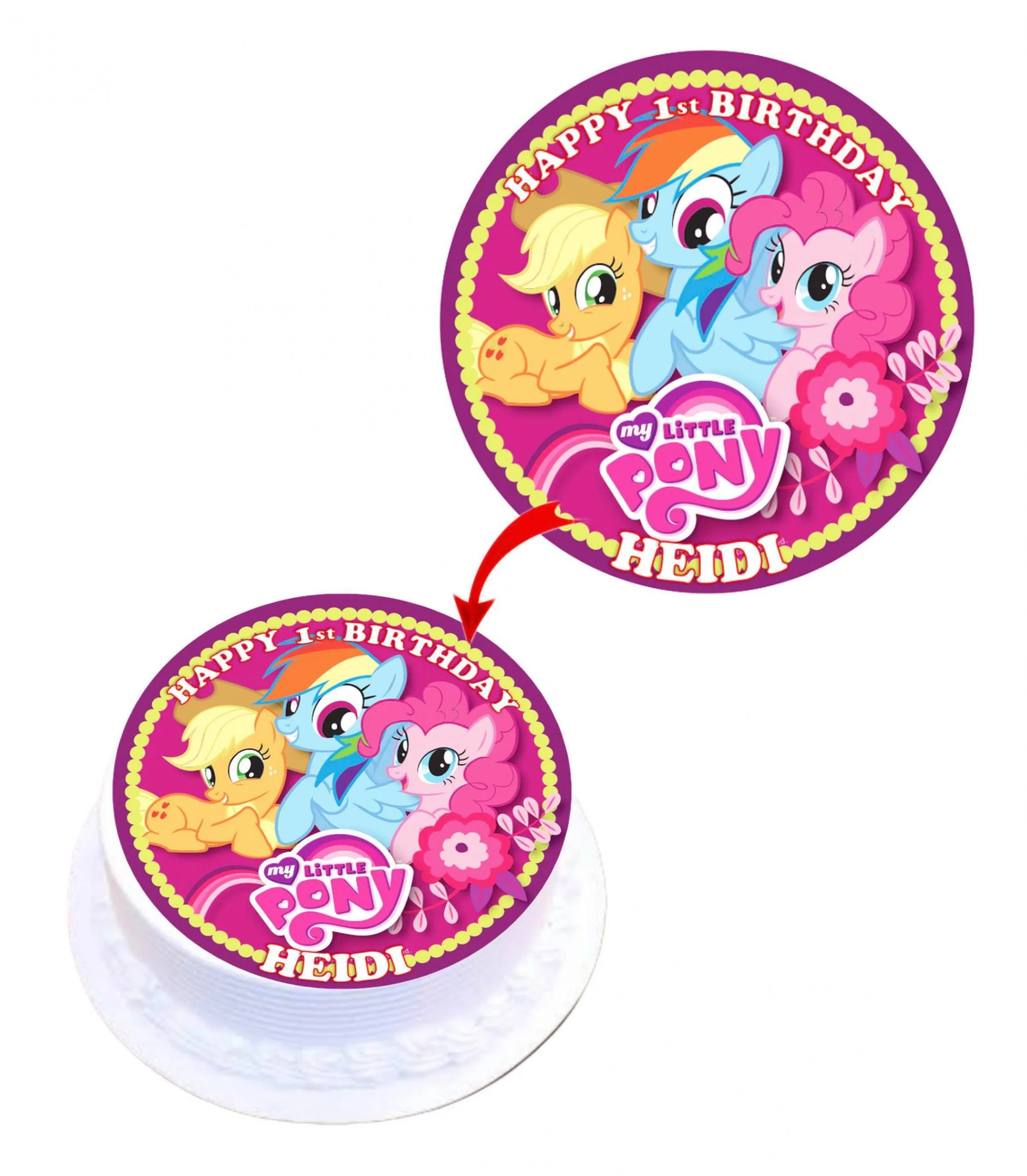 My Little Pony Personalised Round Edible Cake Topper Decoration Images