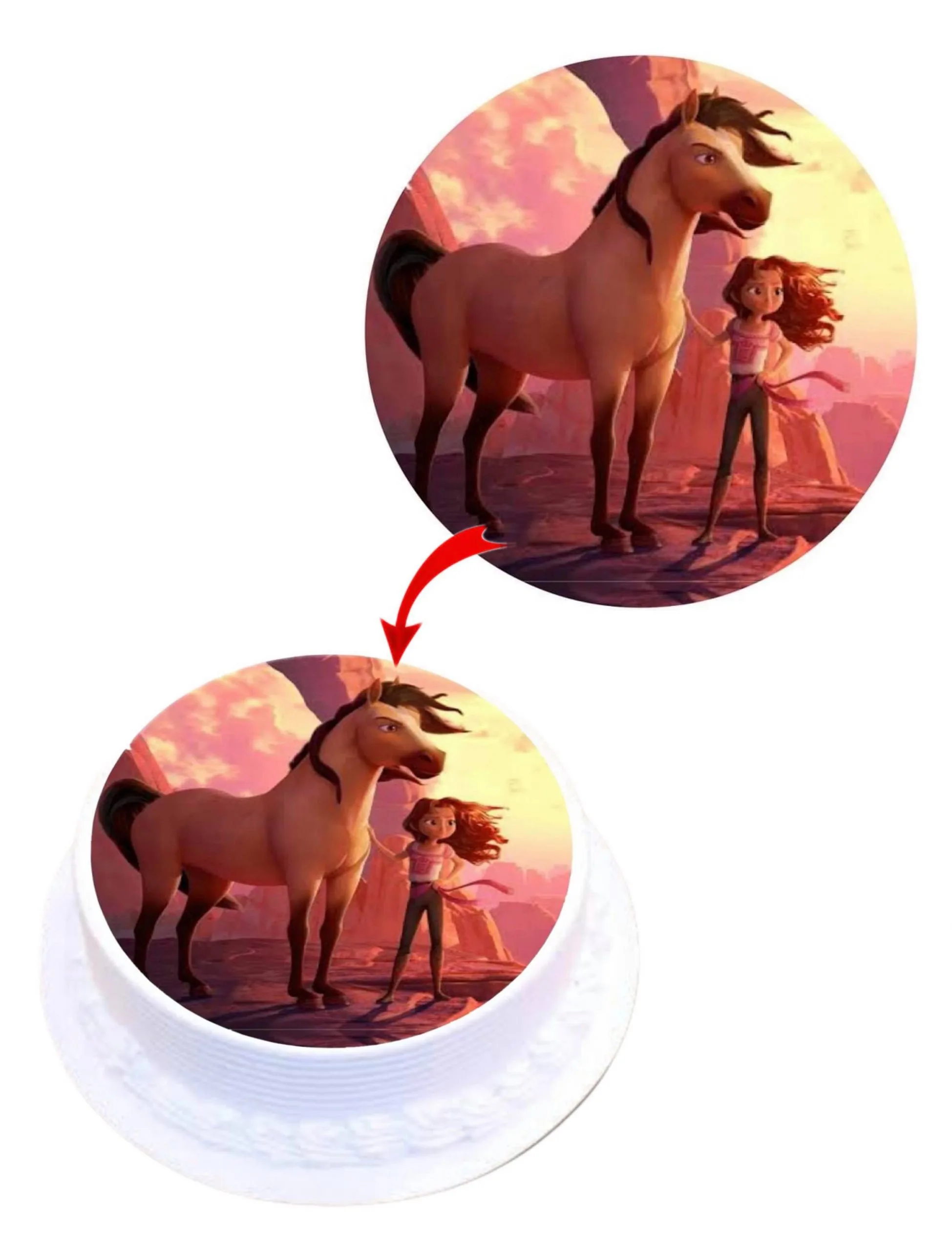 Spirit Untamed Edible Cake Topper Round Images Cake Decoration