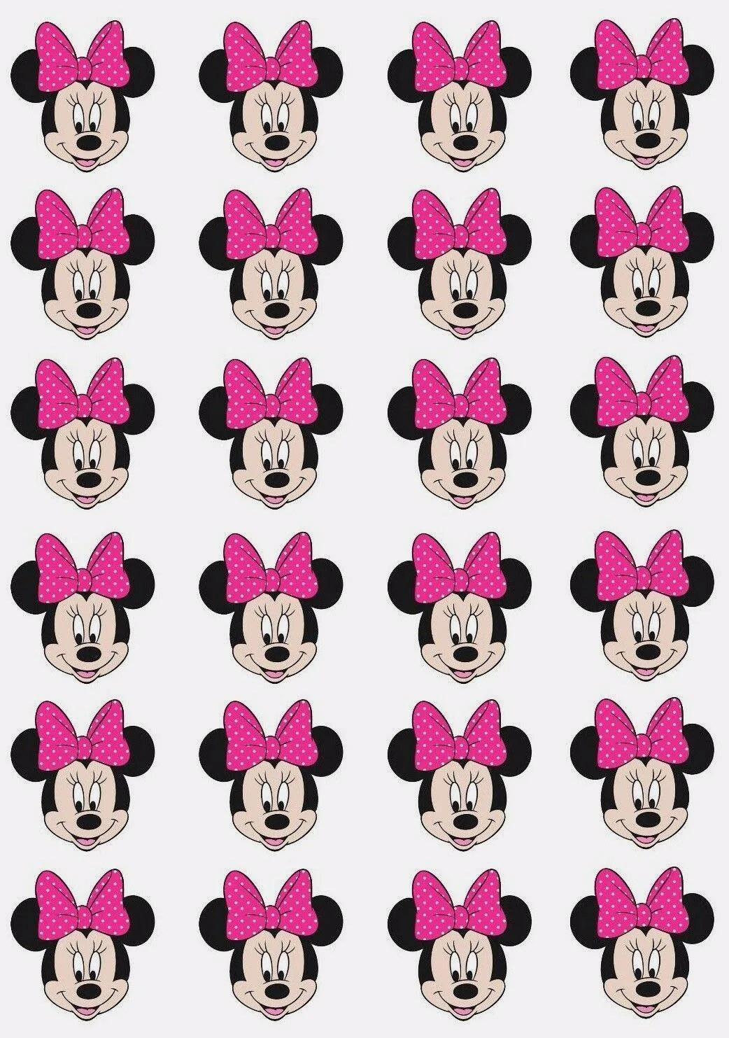 Minnie Mouse Edible Cupcake Topper 4cm Round Uncut Images Decoration