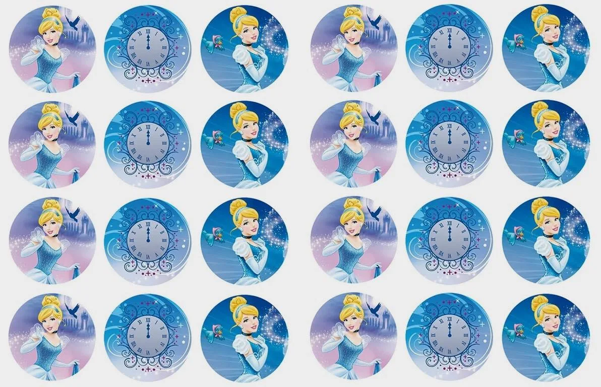 Cinderella Edible Cupcake Topper 4cm Round Uncut Images Decoration