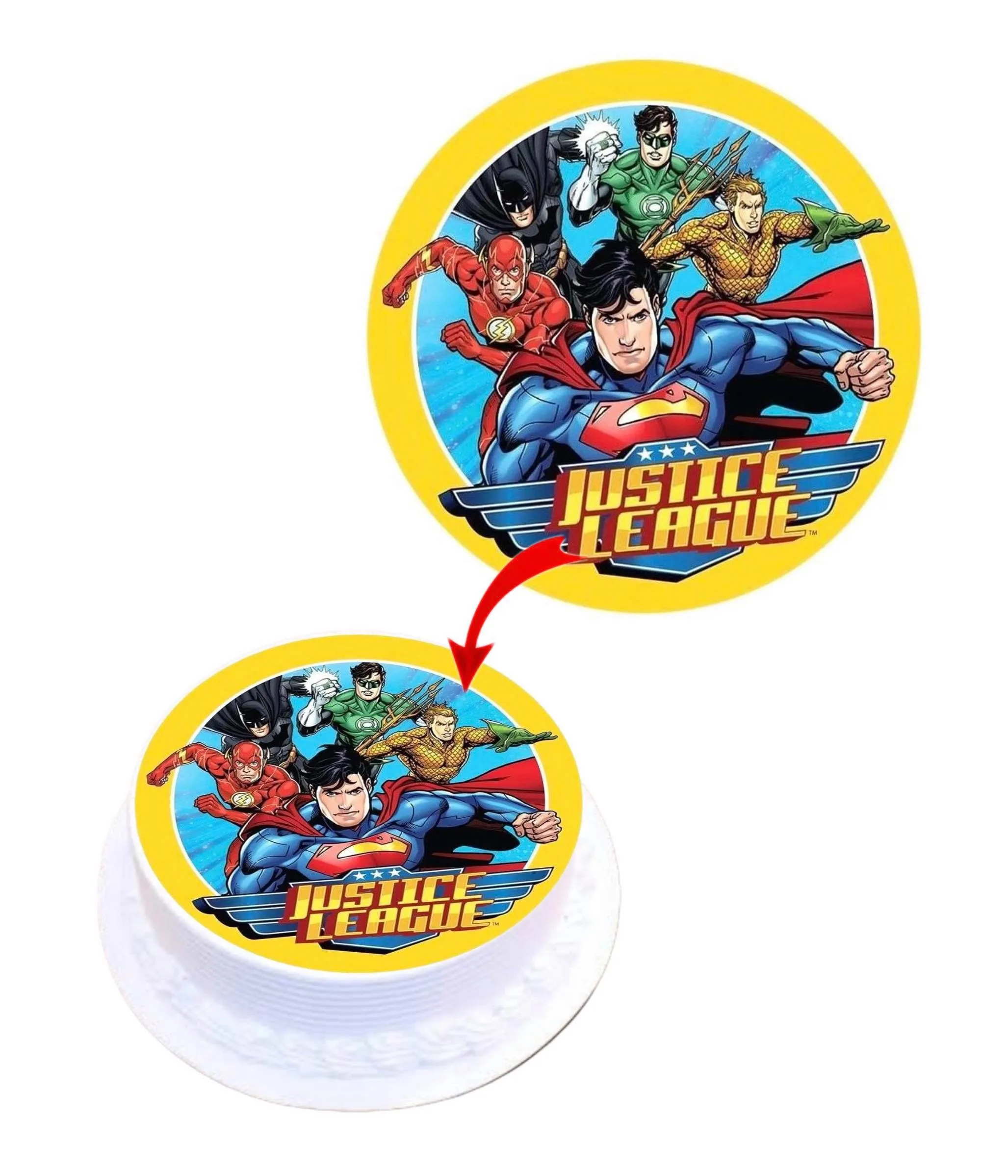 Justice League Edible Cake Topper Round Images Cake Decoration