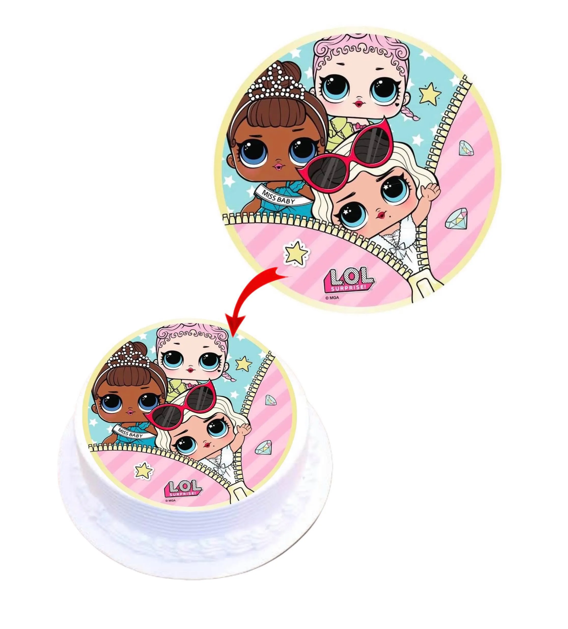 LOL Edible Cake Topper Round Images Cake Decoration