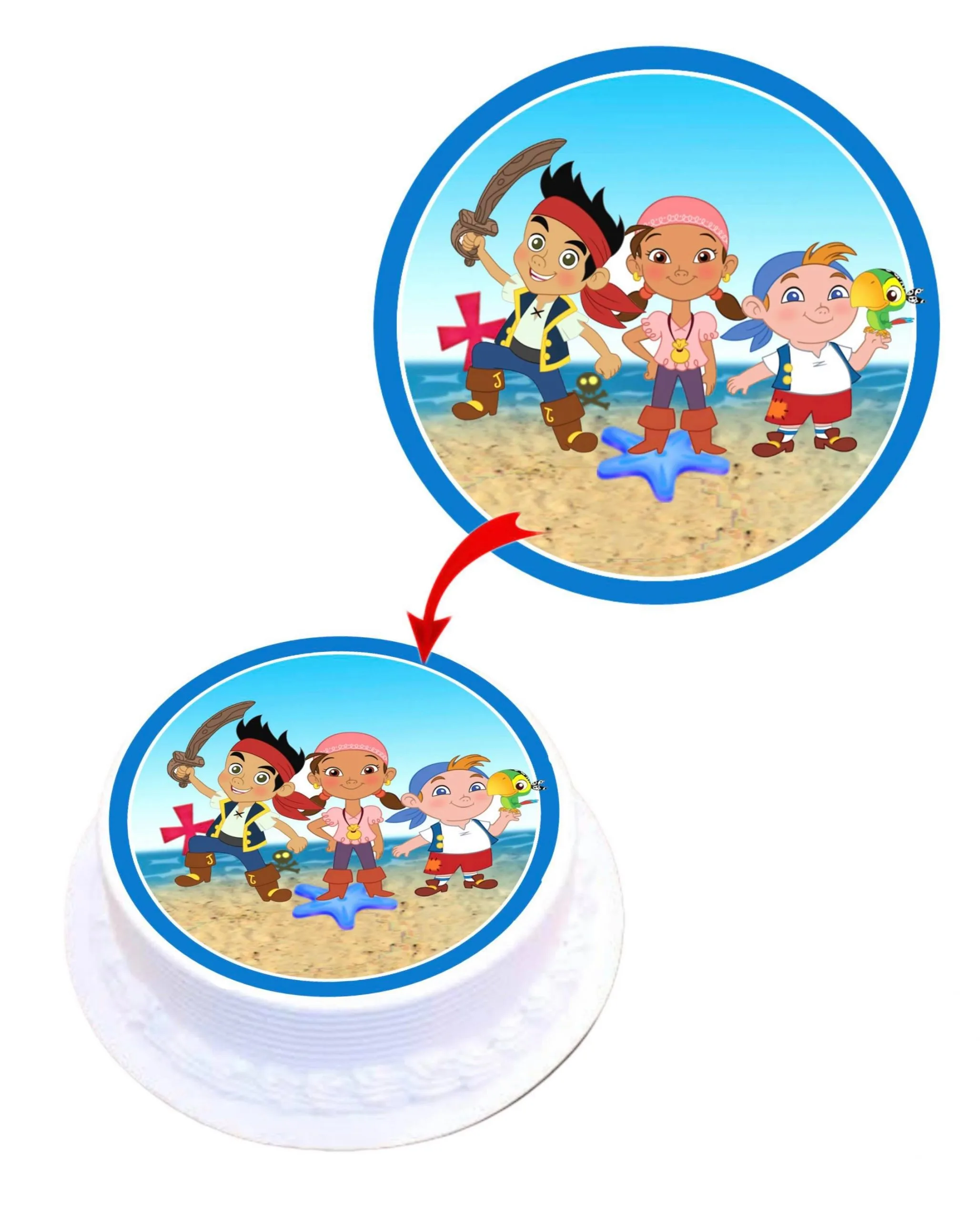 Jake the Pirates Land Edible Cake Topper Round Images Cake Decoration