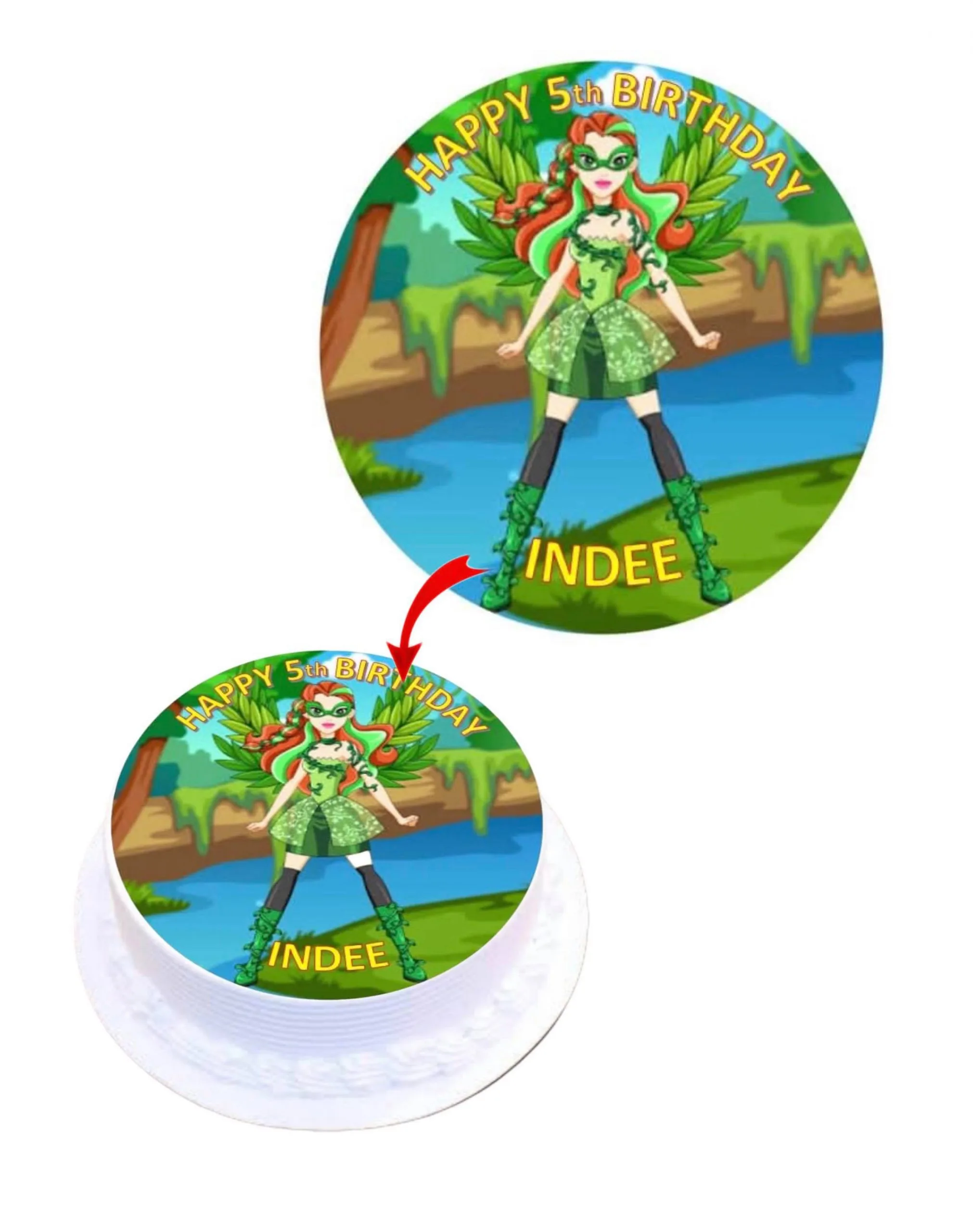 Poison Ivy Personalised Round Edible Cake Topper Decoration Images