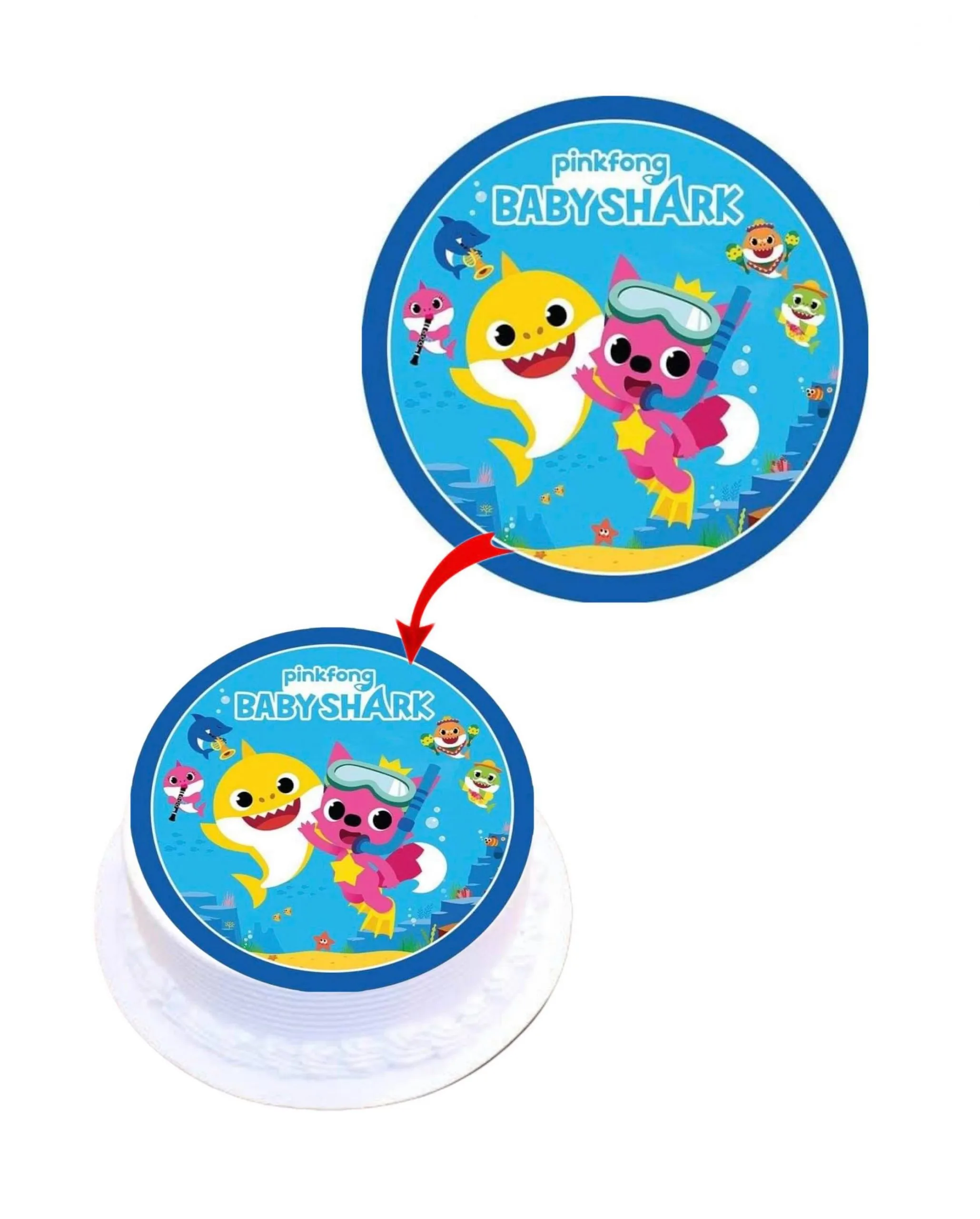 Baby Shark #2 Edible Cake Topper Round Images Cake Decoration