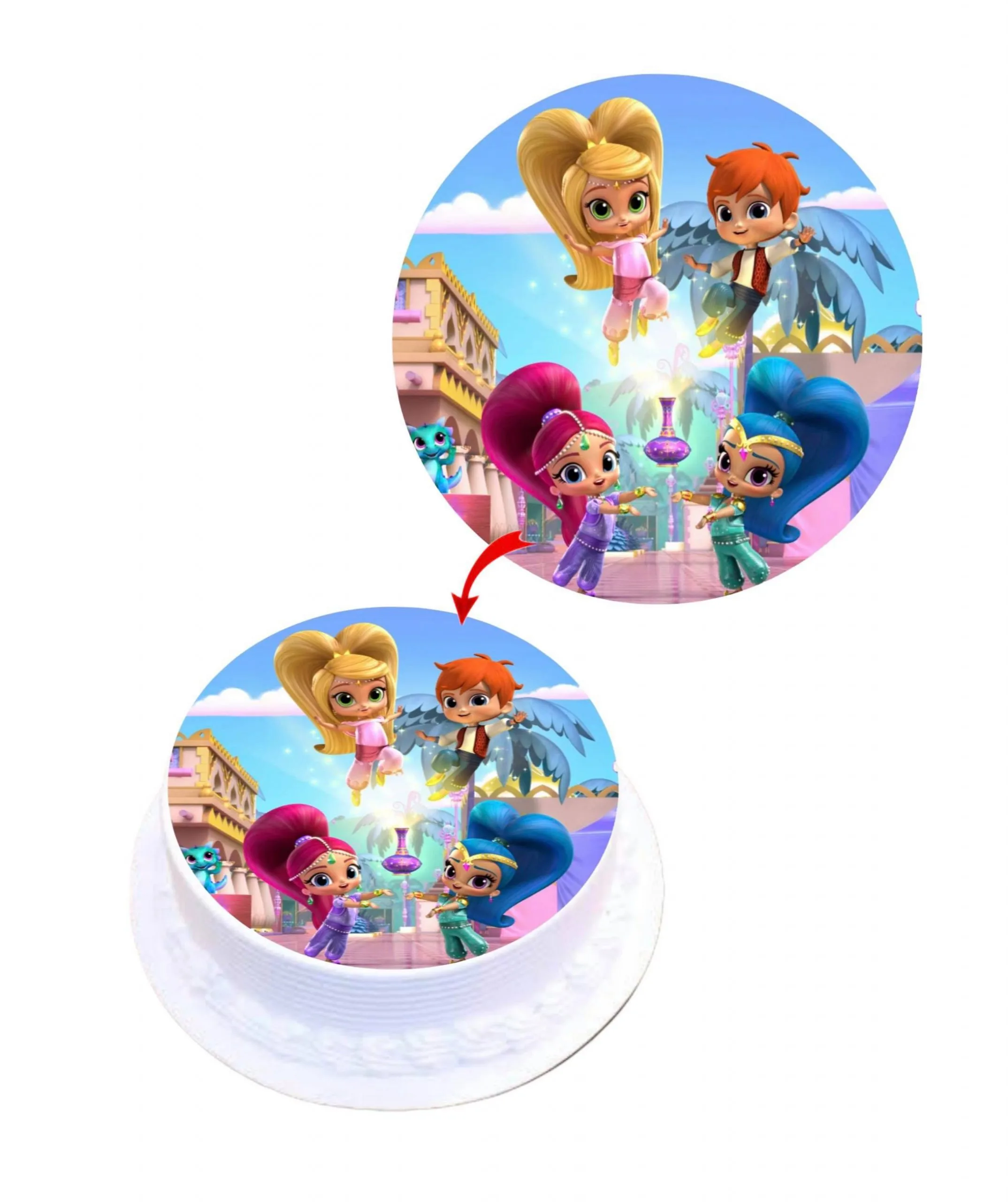 Shimmer and Shine Edible Cake Topper Round Images Cake Decoration