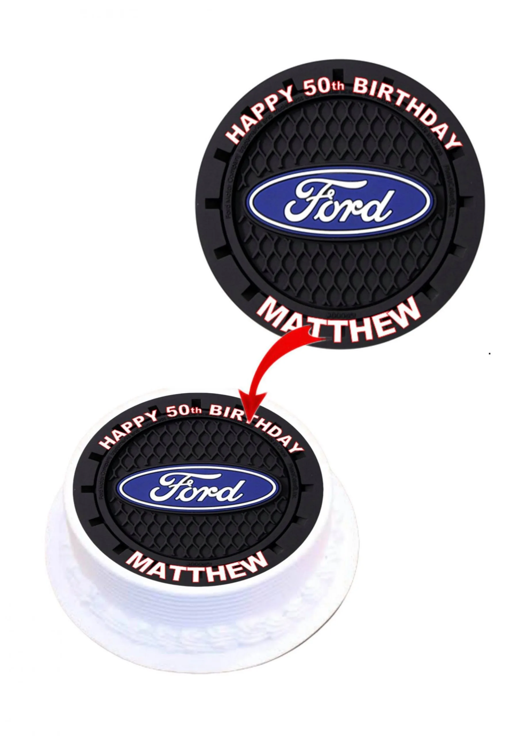 Ford Personalised Round Edible Cake Topper Decoration Images
