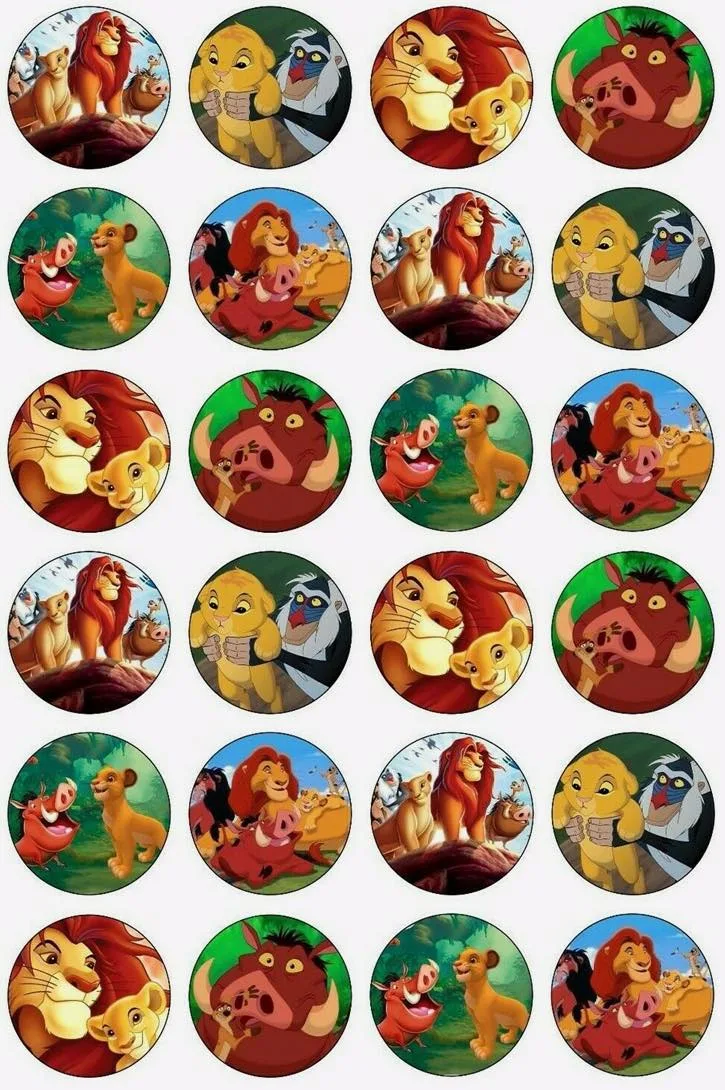 Lion King Edible Cupcake Topper 4cm Round Uncut Images Decoration