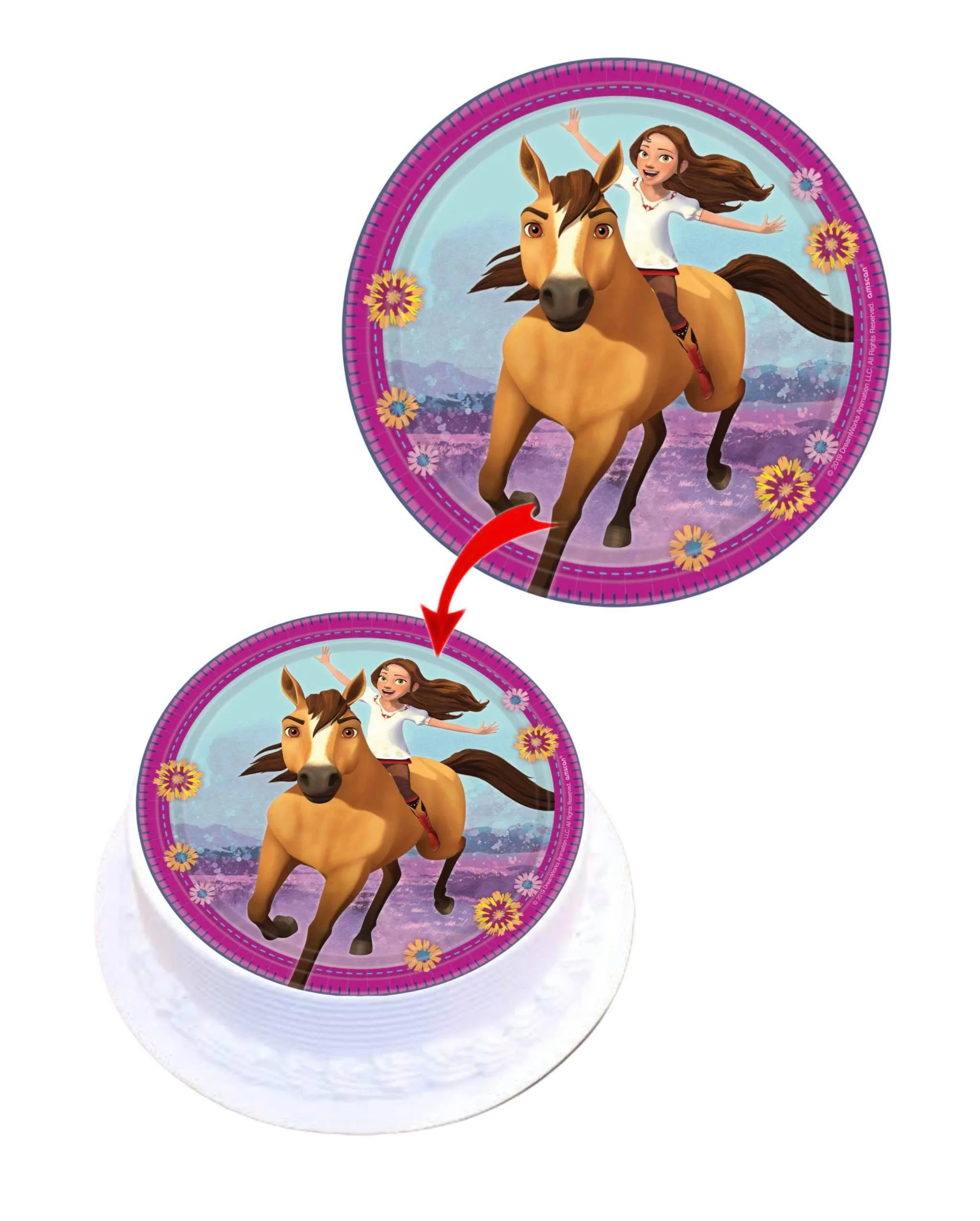 Spirit Free Ride Edible Cake Topper Round Images Cake Decoration