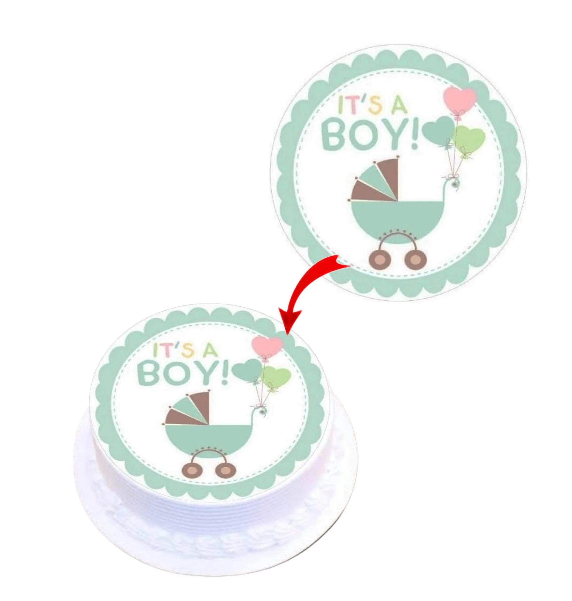 Baby Shower Boy Edible Cake Topper Round Images Cake Decoration