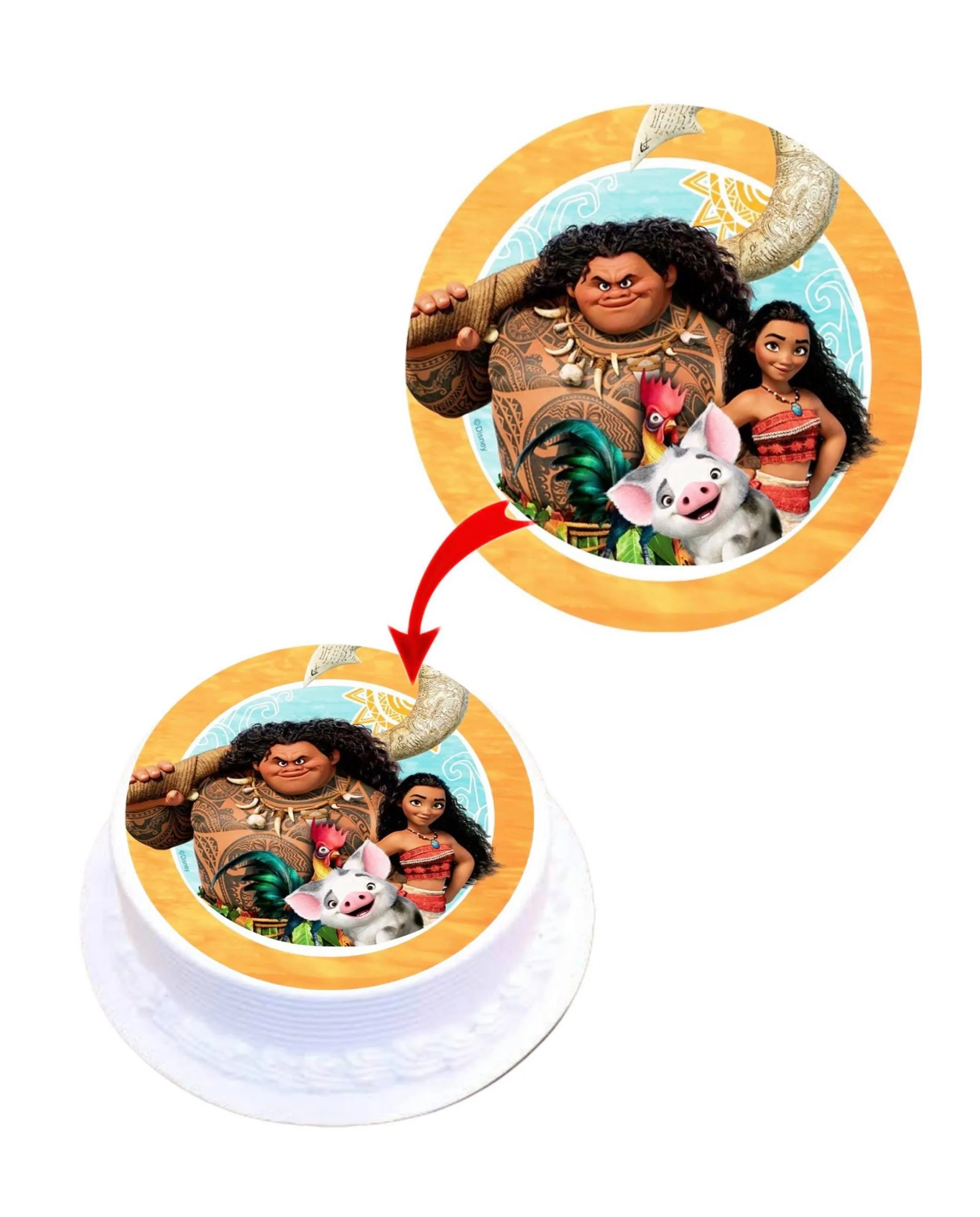 Moana #2 Edible Cake Topper Round Images Cake Decoration