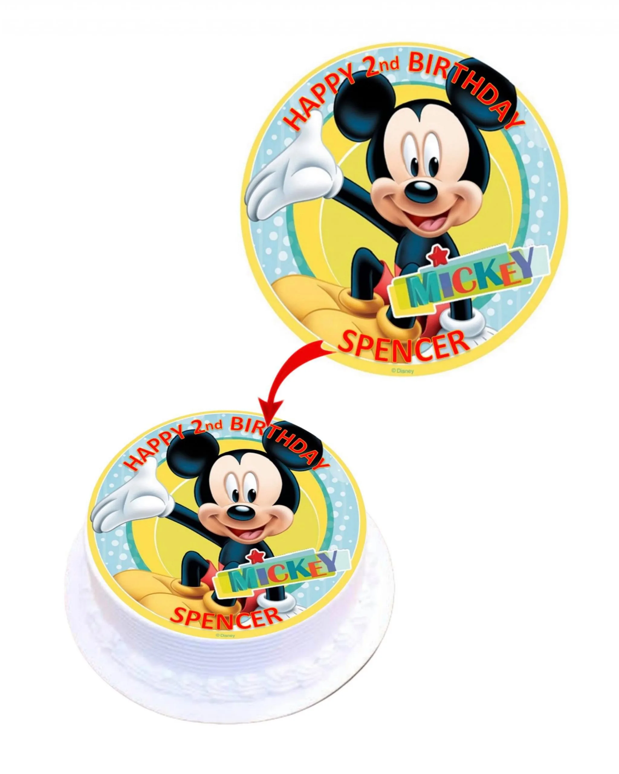 Mickey Mouse #2 Personalised Round Edible Cake Topper Decoration Images
