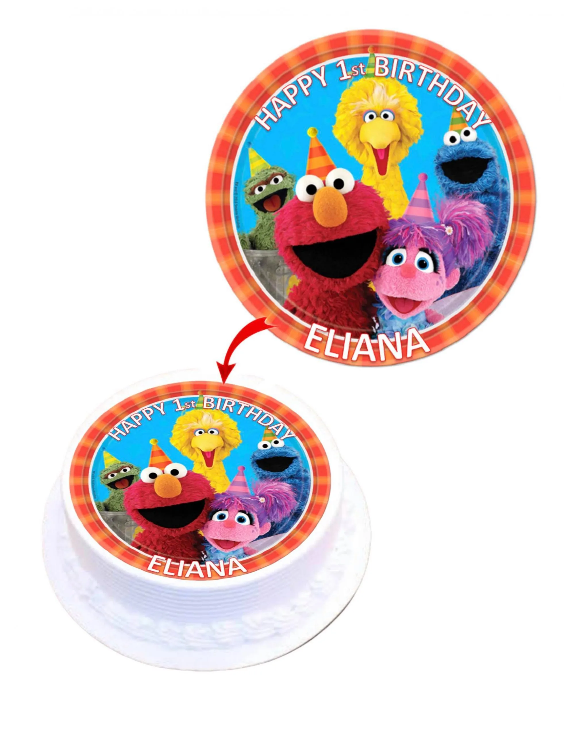 Sesame Personalised Round Edible Cake Topper Decoration Images