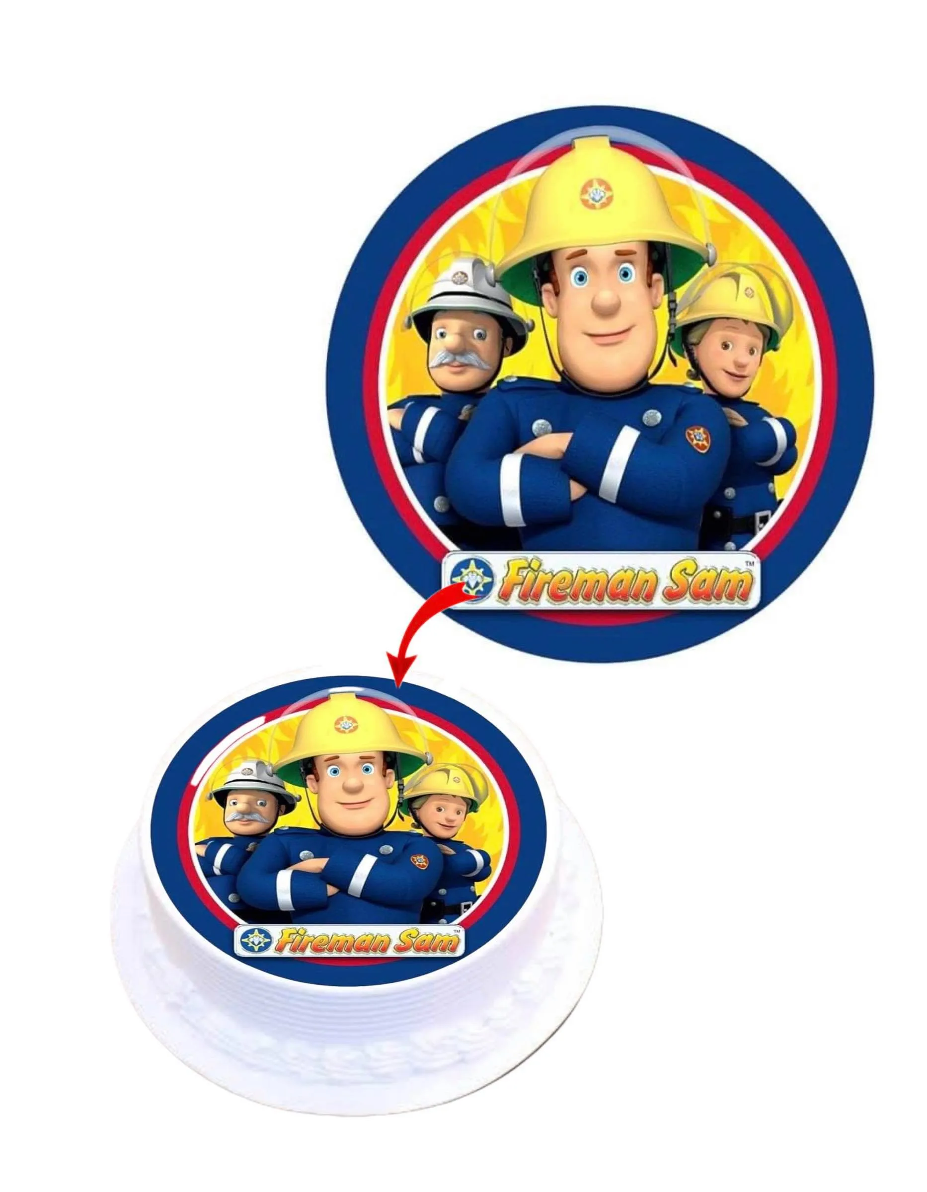 Fireman Sam Edible Cake Topper Round Images Cake Decoration