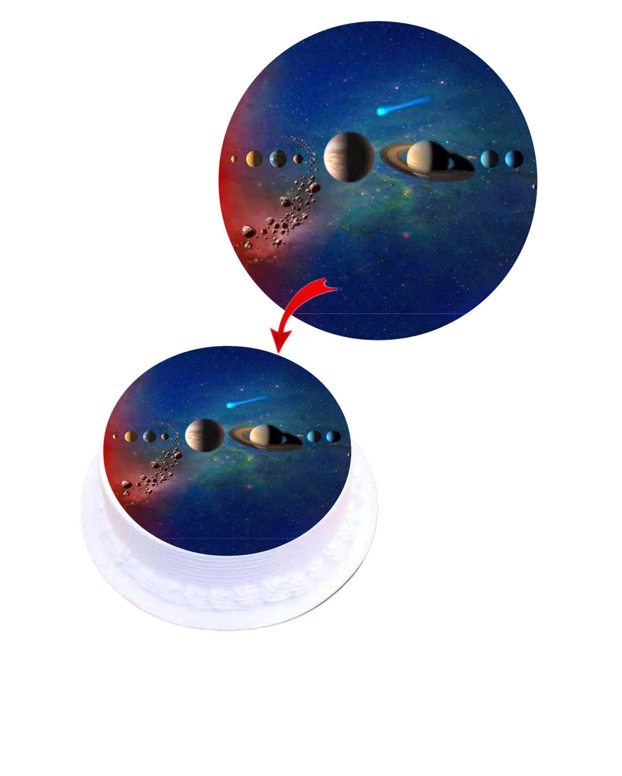 Space Edible Cake Topper Round Images Cake Decoration