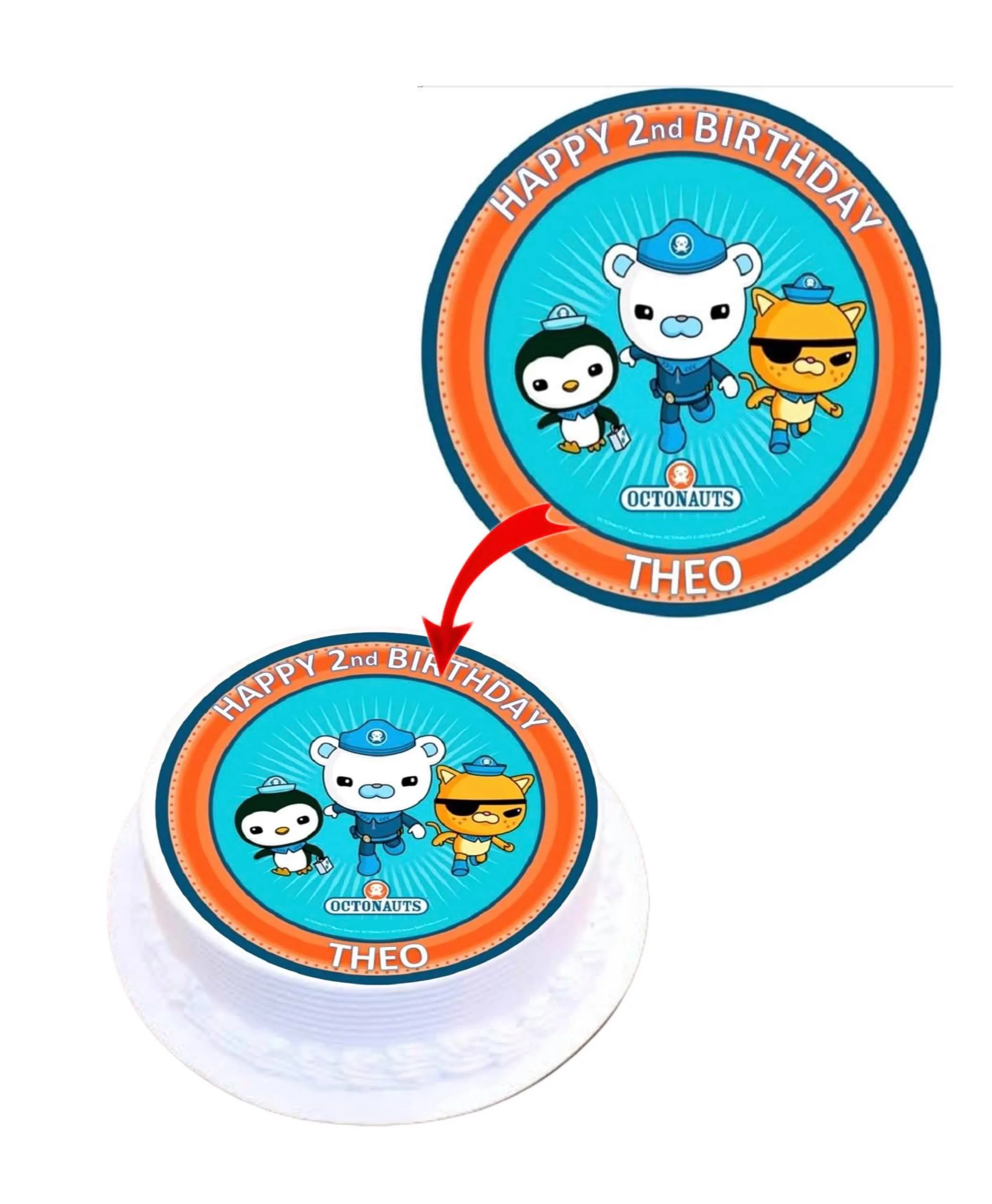 Octonauts Personalised Round Edible Cake Topper Decoration Images