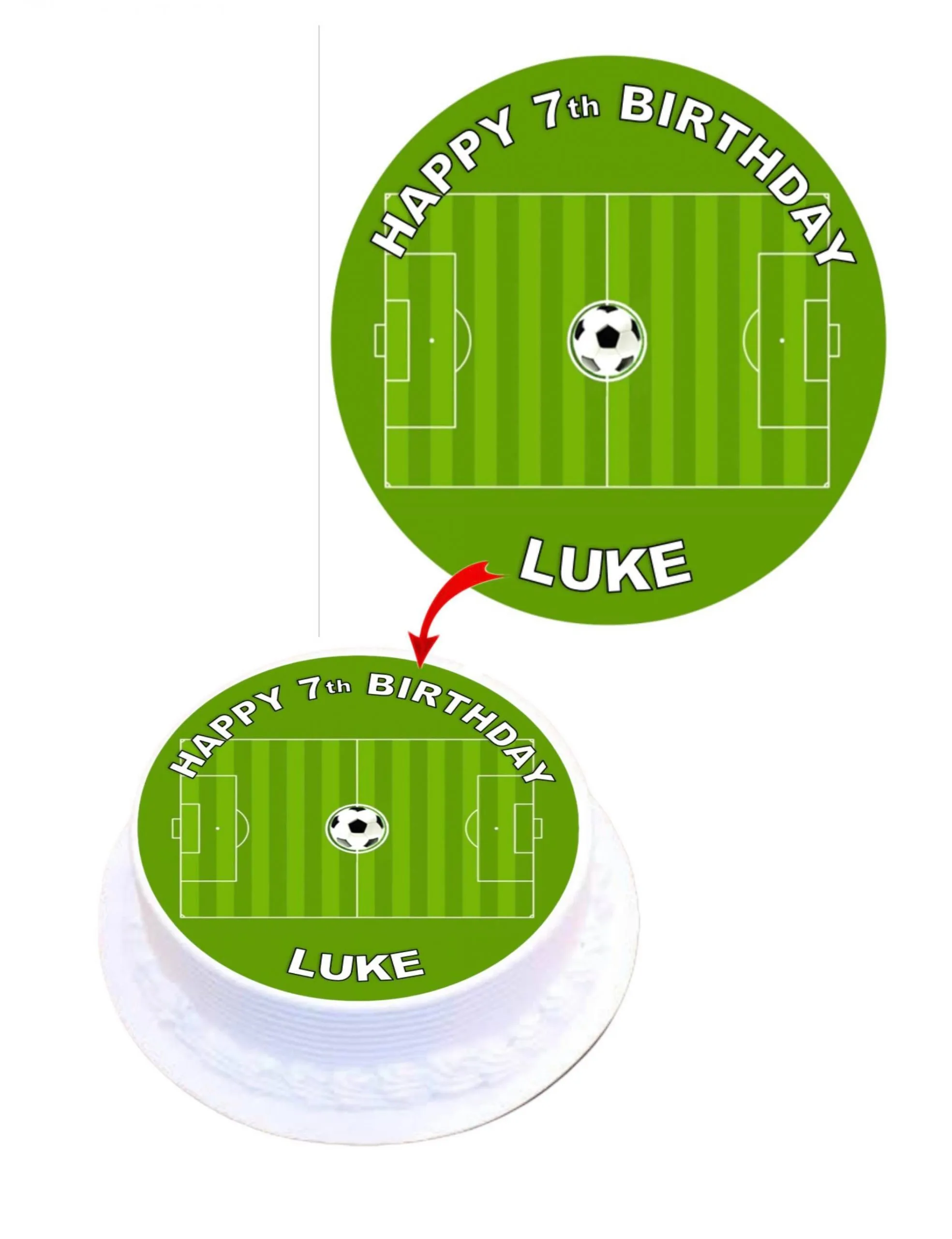 Soccer Field Personalised Round Edible Cake Topper Decoration Images